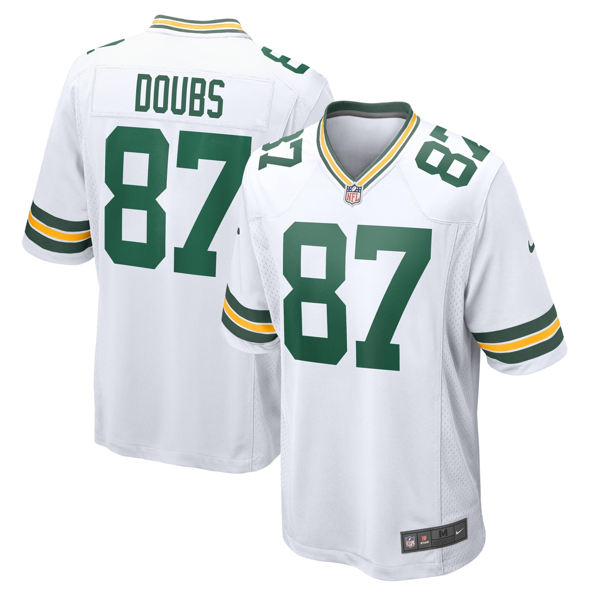 Men's Nike Romeo Doubs White Green Bay Packers Game Player Jersey - vstockx
