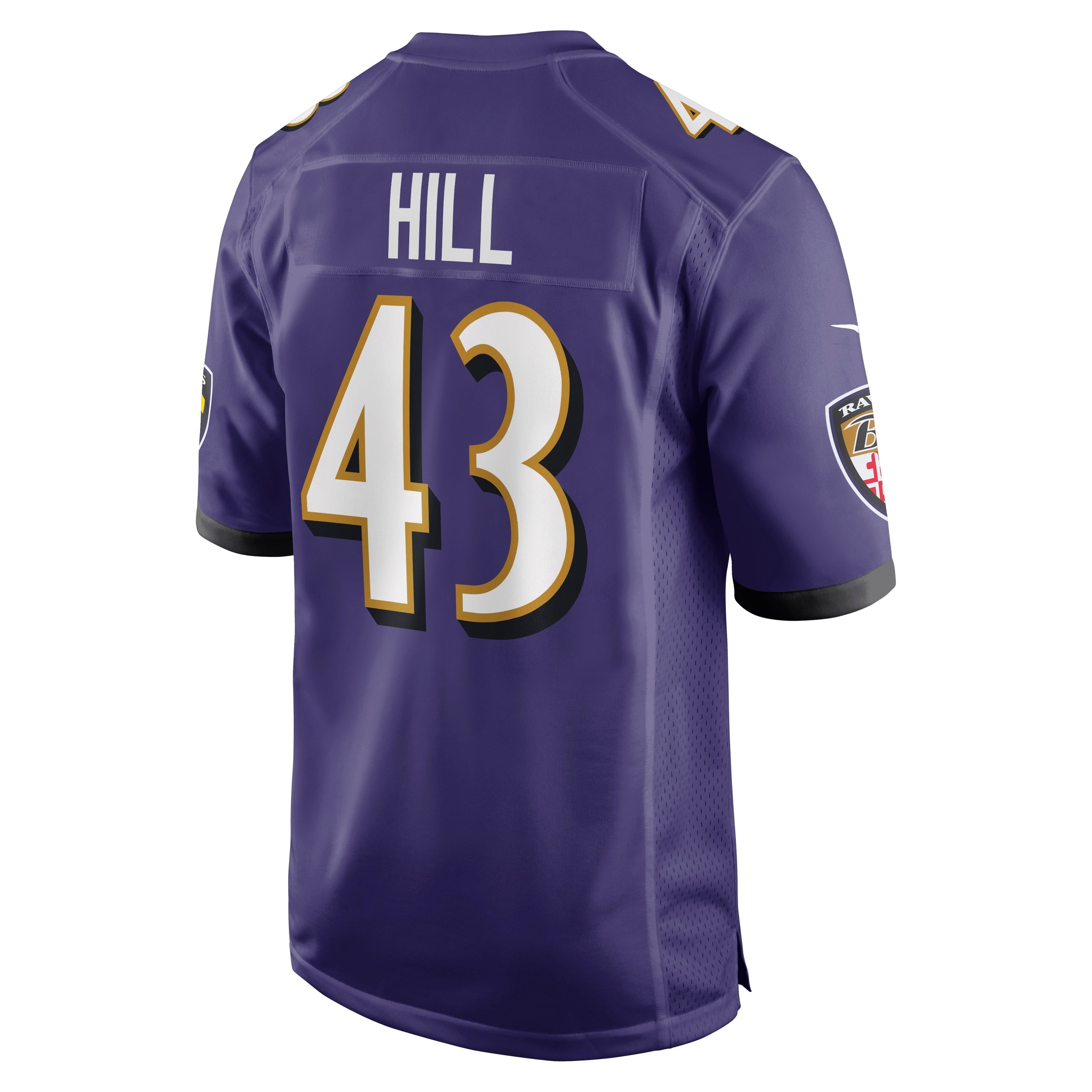 Men's Nike Justice Hill Purple Baltimore Ravens Game Jersey - vstockx