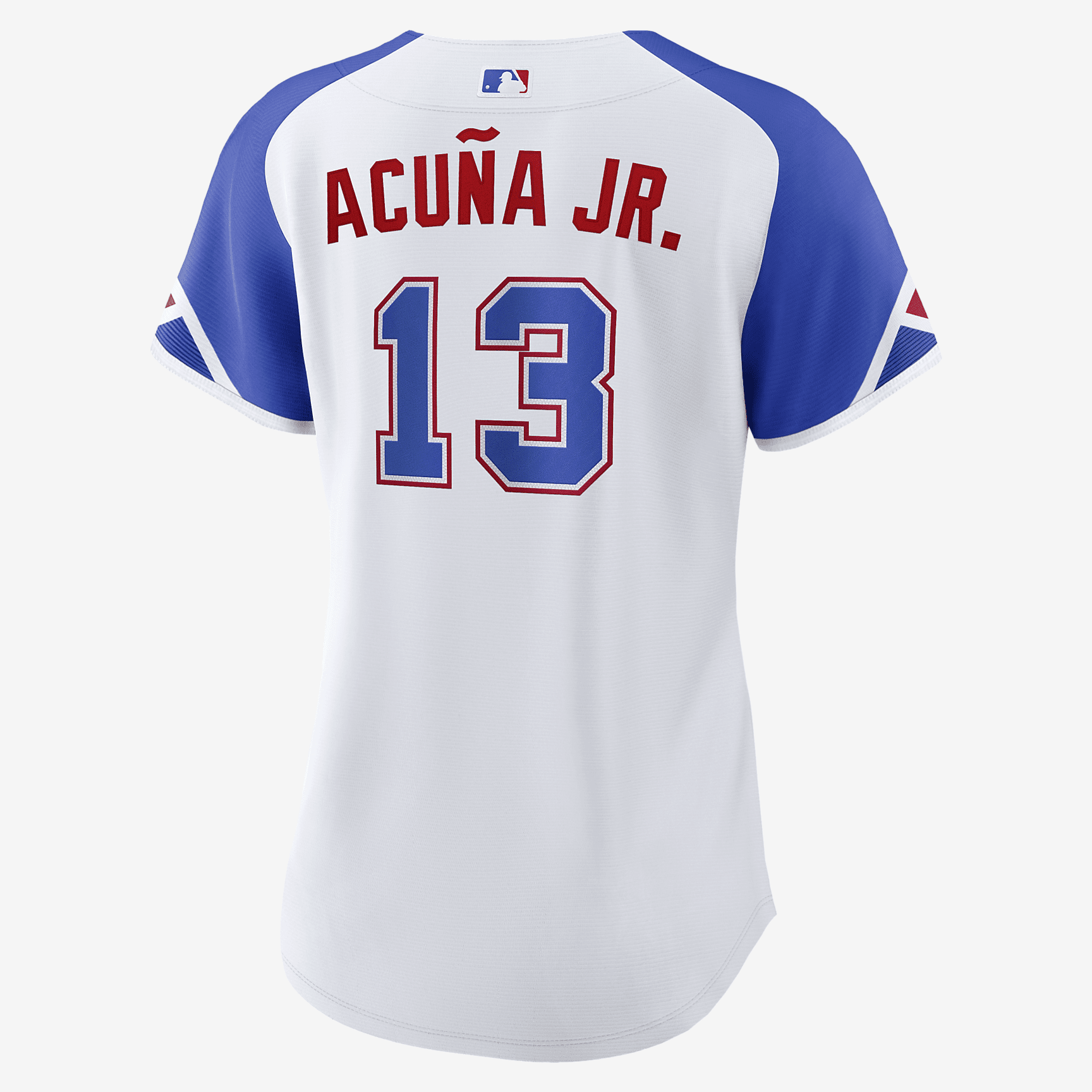 MLB Atlanta Braves City Connect (Ronald Acu?a Jr.) Women's Replica Baseball Jersey - White/Royal Blue - vstockx