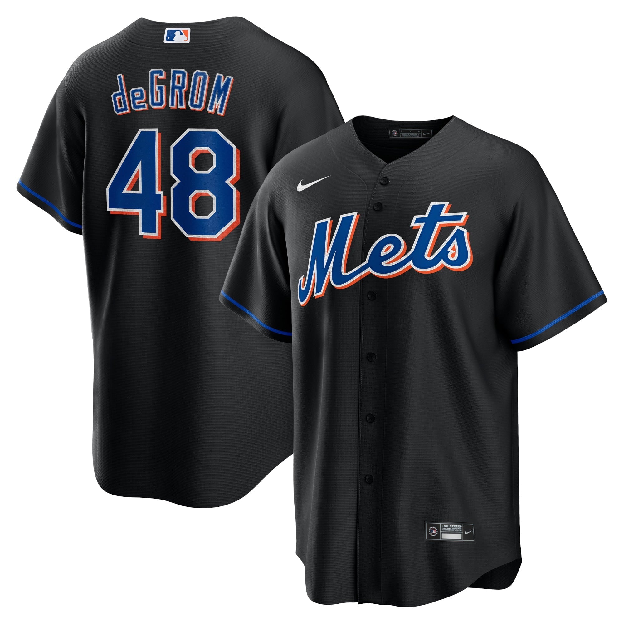 Men's Nike Jacob deGrom Black New York Mets 2022 Alternate Replica Player Jersey - vstockx