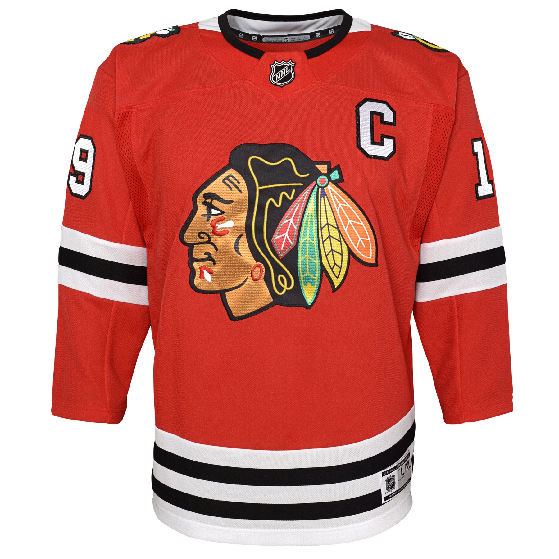 Jonathan Toews Chicago Blackhawks Youth Home Premier Player Jersey - Red - vstockx