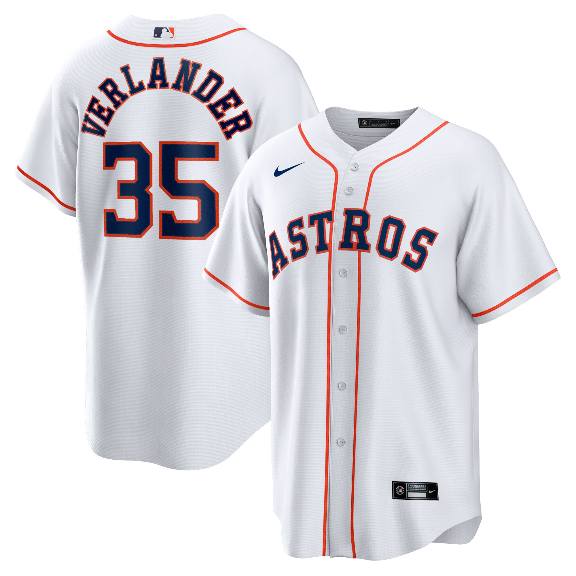 Justin Verlander Houston Astros Nike Home Replica Player Name Jersey - White - vstockx