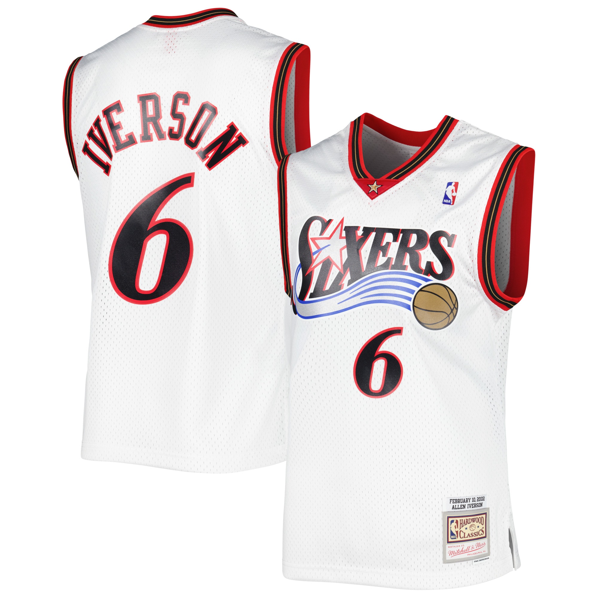 Allen Iverson Philadelphia 76ers Mitchell & Ness 2001/02 Hardwood Classics Swingman Jersey - White - vstockx