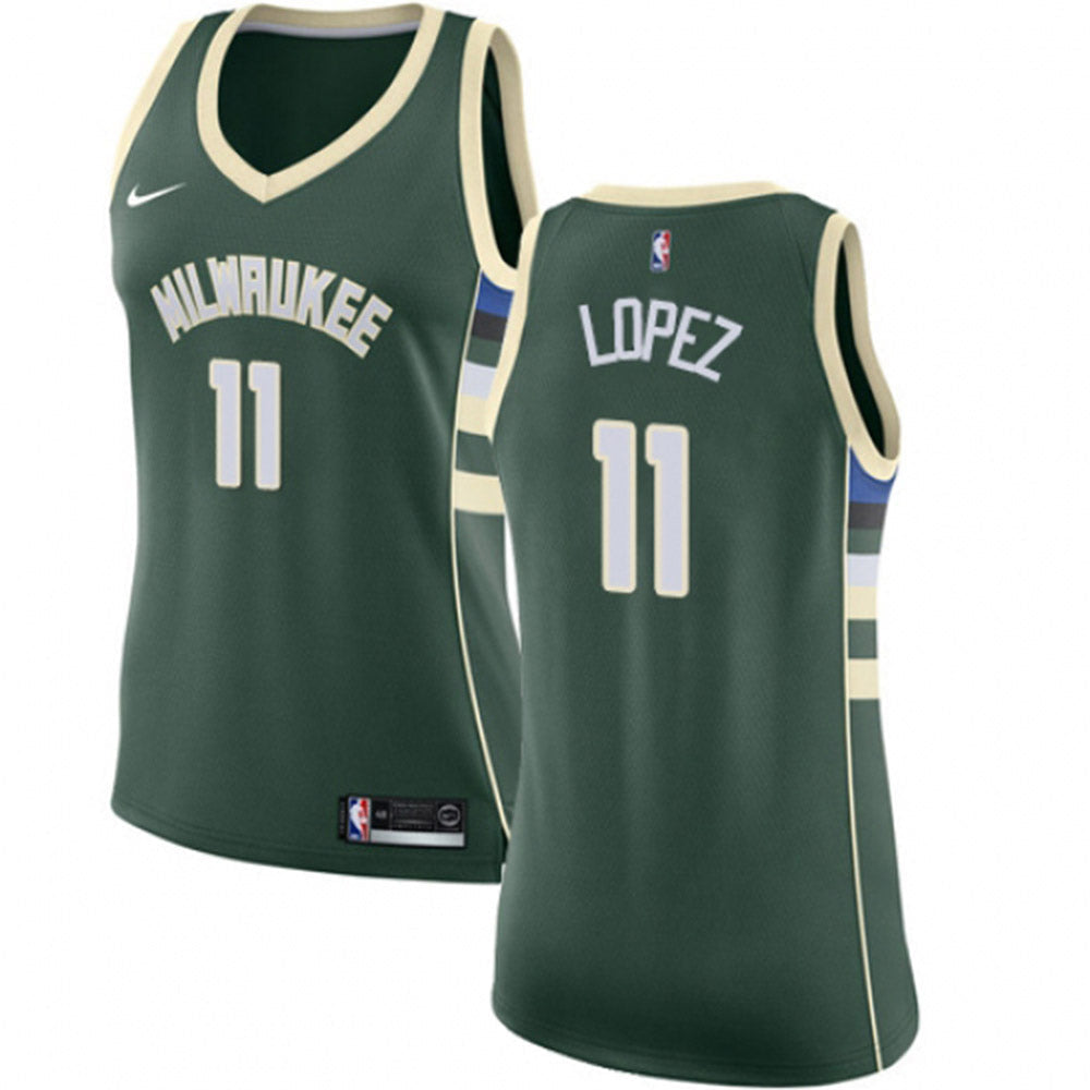 Women's Milwaukee Bucks Brook Lopez Icon Edition Jersey - Green - vstockx