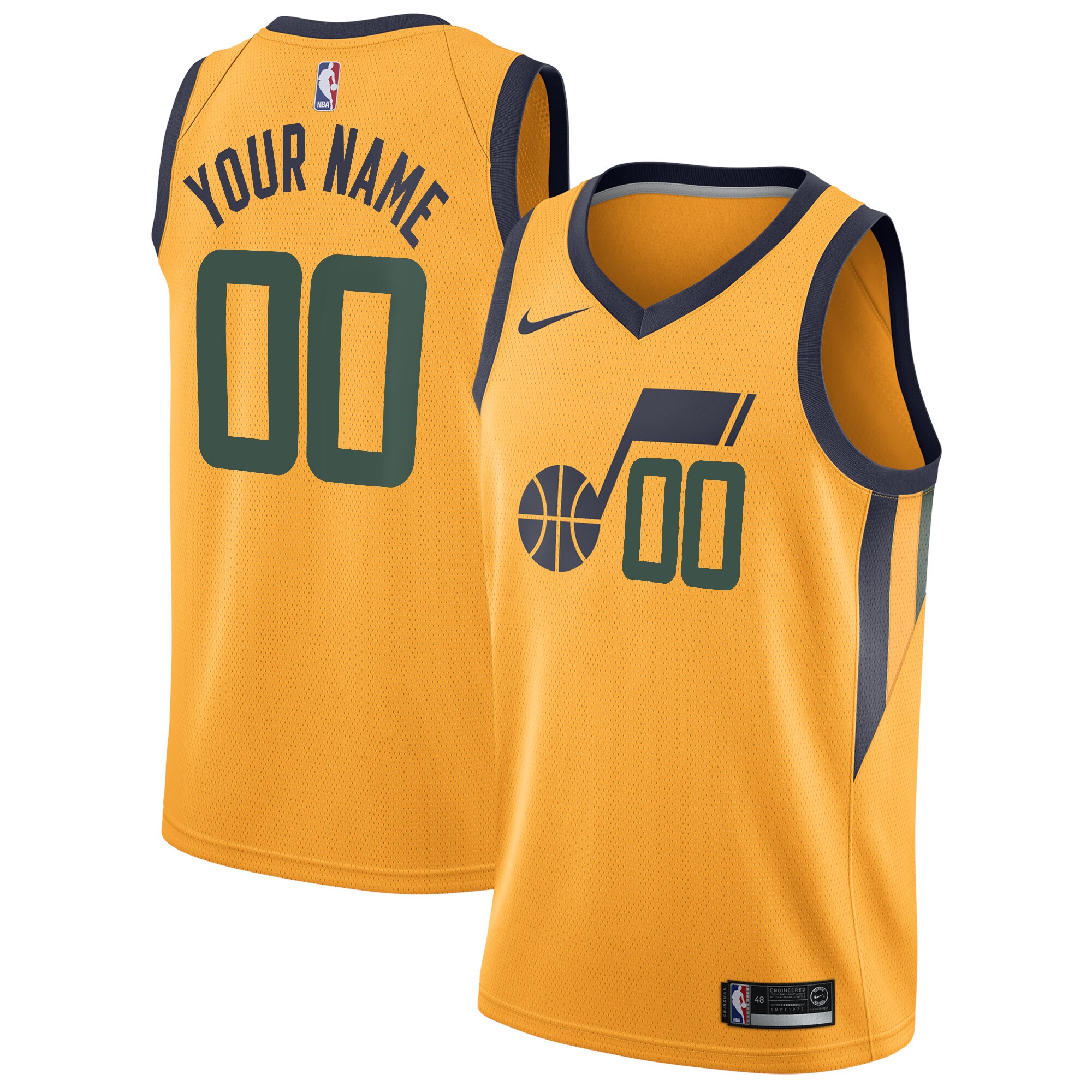 Utah Jazz Nike Swingman Custom Jersey - Statement Edition - Gold - vstockx
