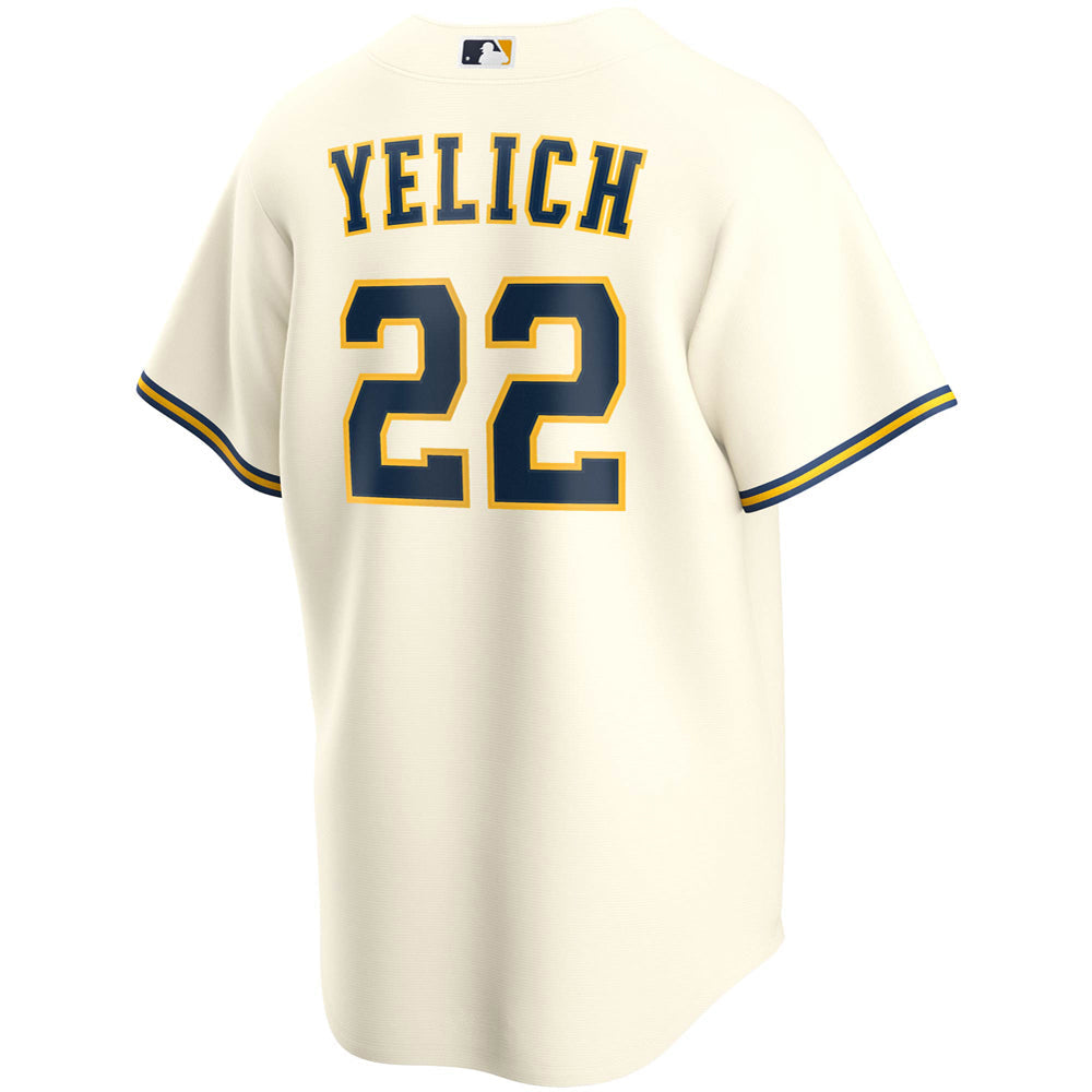 Youth Milwaukee Brewers Christian Yelich Home Player Jersey - Cream - vstockx