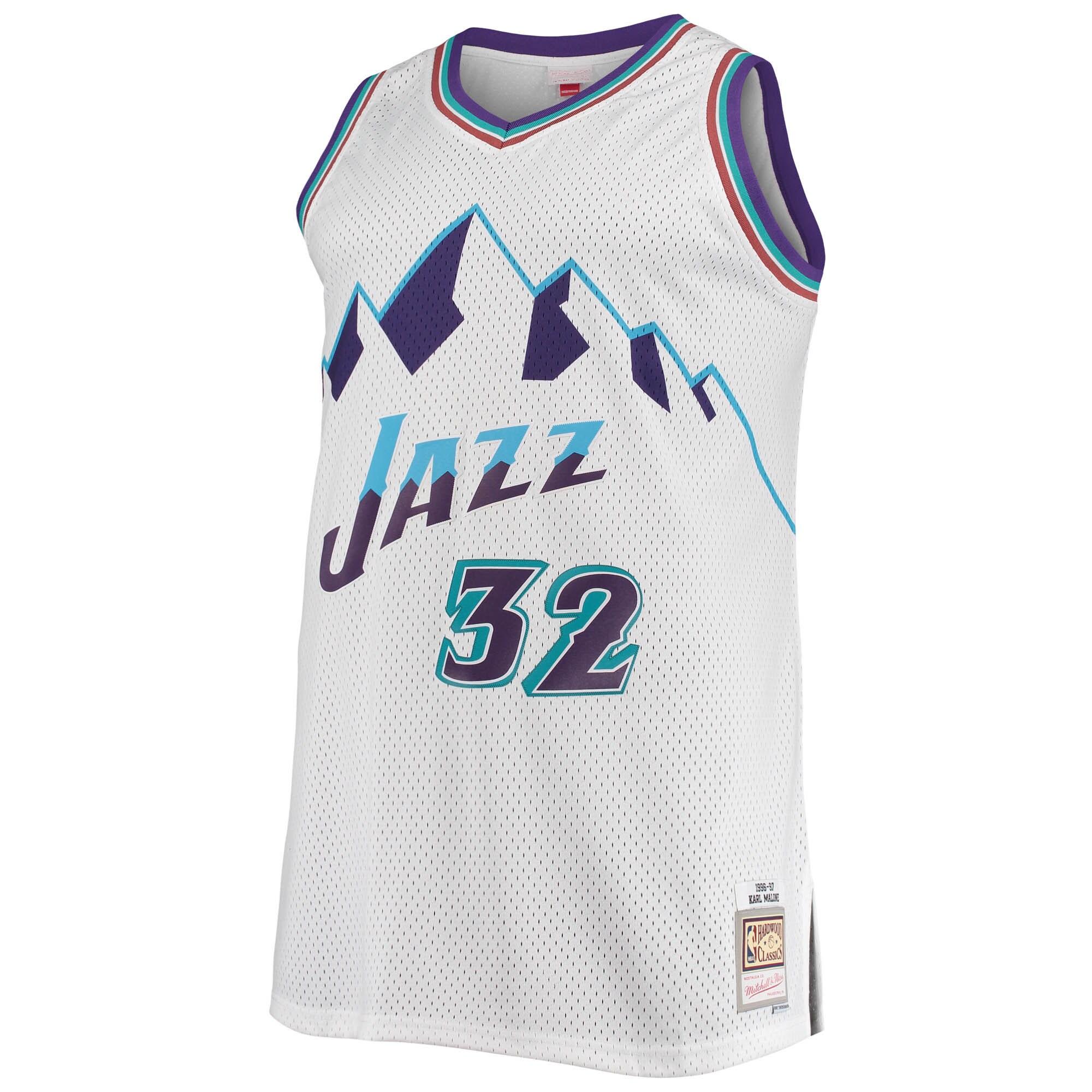 Karl Malone Utah Jazz Mitchell & Ness Big & Tall Hardwood Classics Jersey - White - vstockx