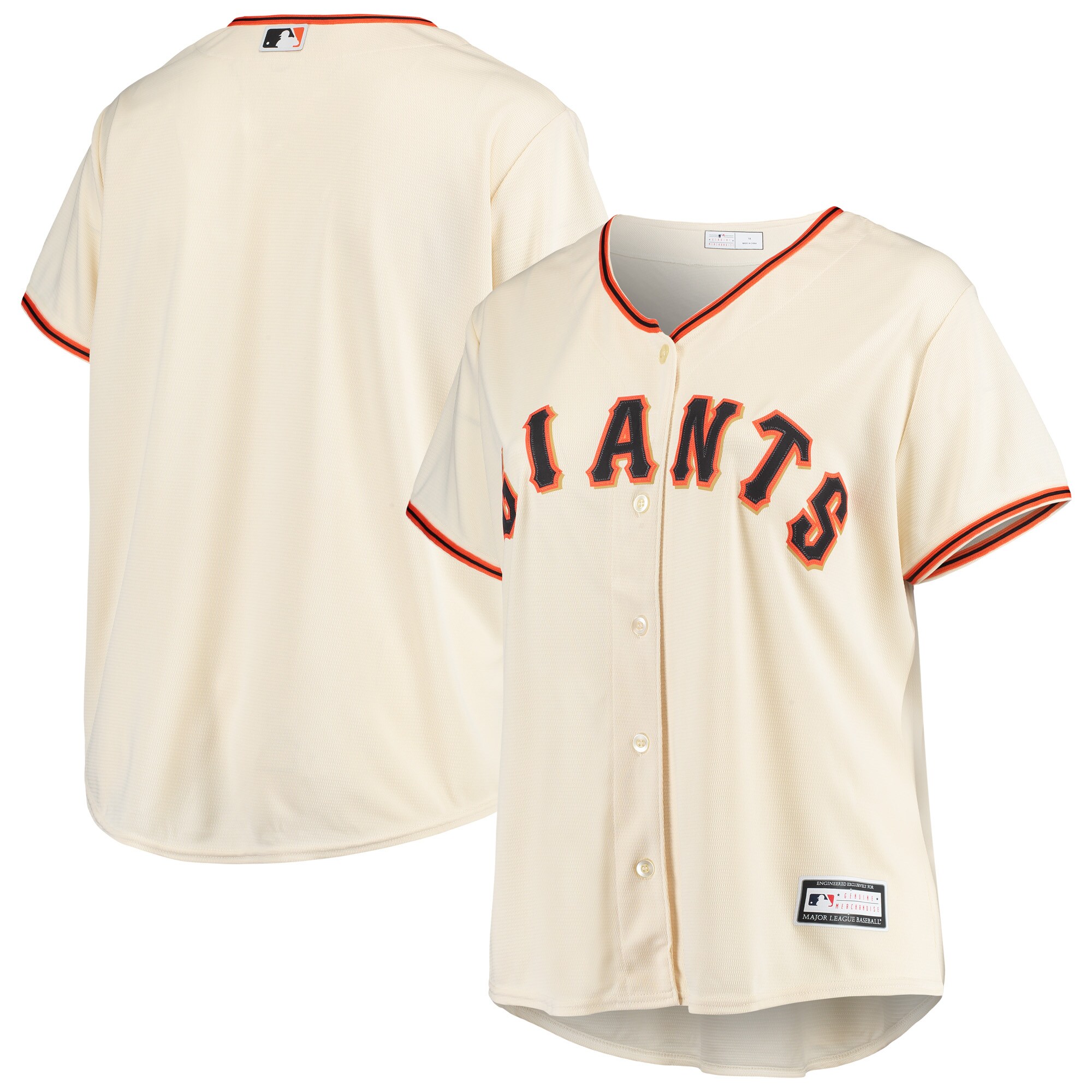 San Francisco Giants Women's Plus Size Home Replica Team Jersey - Cream - vstockx