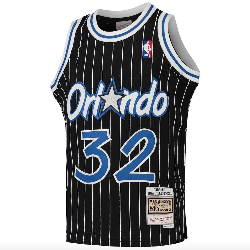 Youth Mitchell & Ness Shaquille O'Neal Black Orlando Magic 1994-95 Hardwood Classics Swingman Throwback Jersey - vstockx
