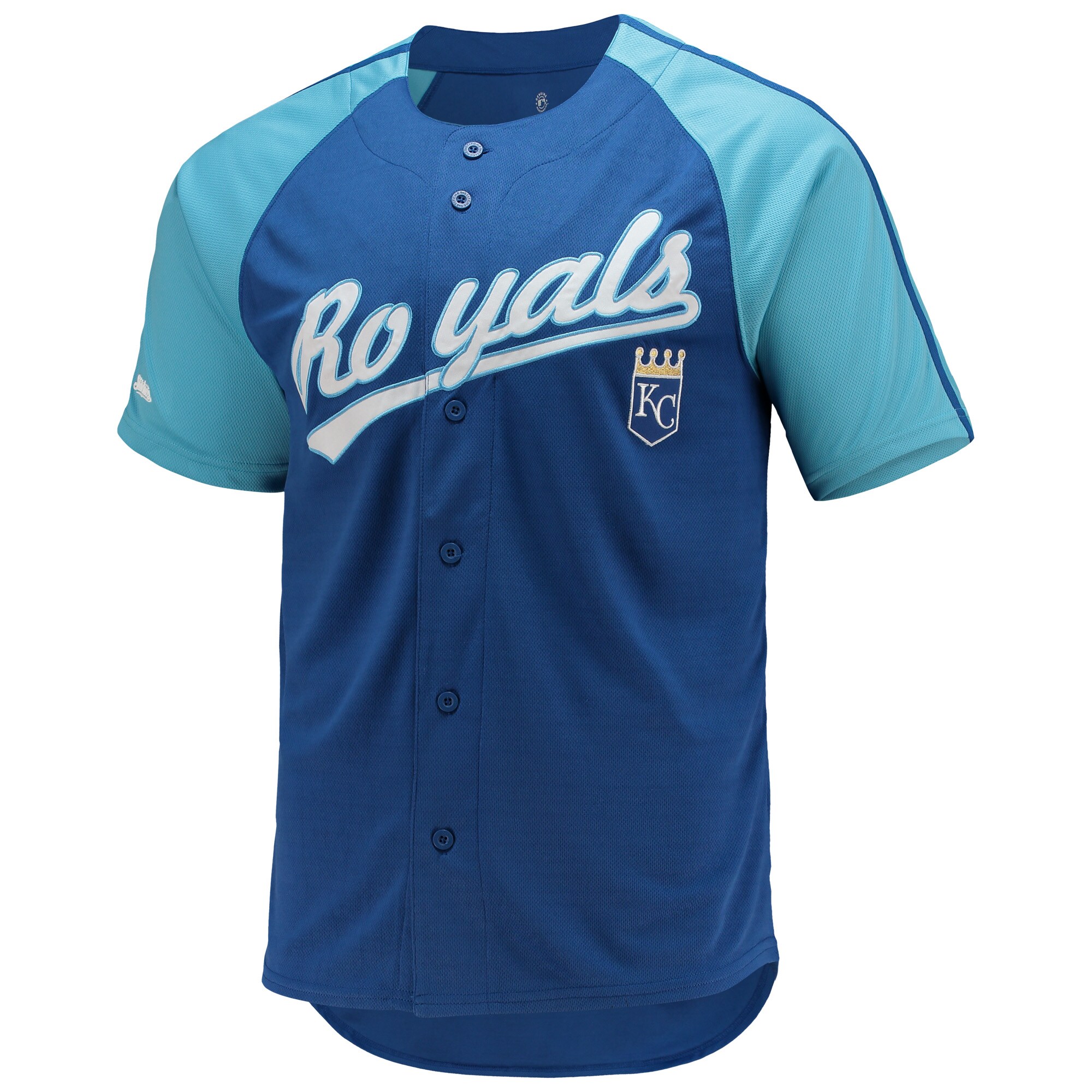 Kansas City Royals Stitches Button-Down Raglan Replica Jersey - Royal - vstockx