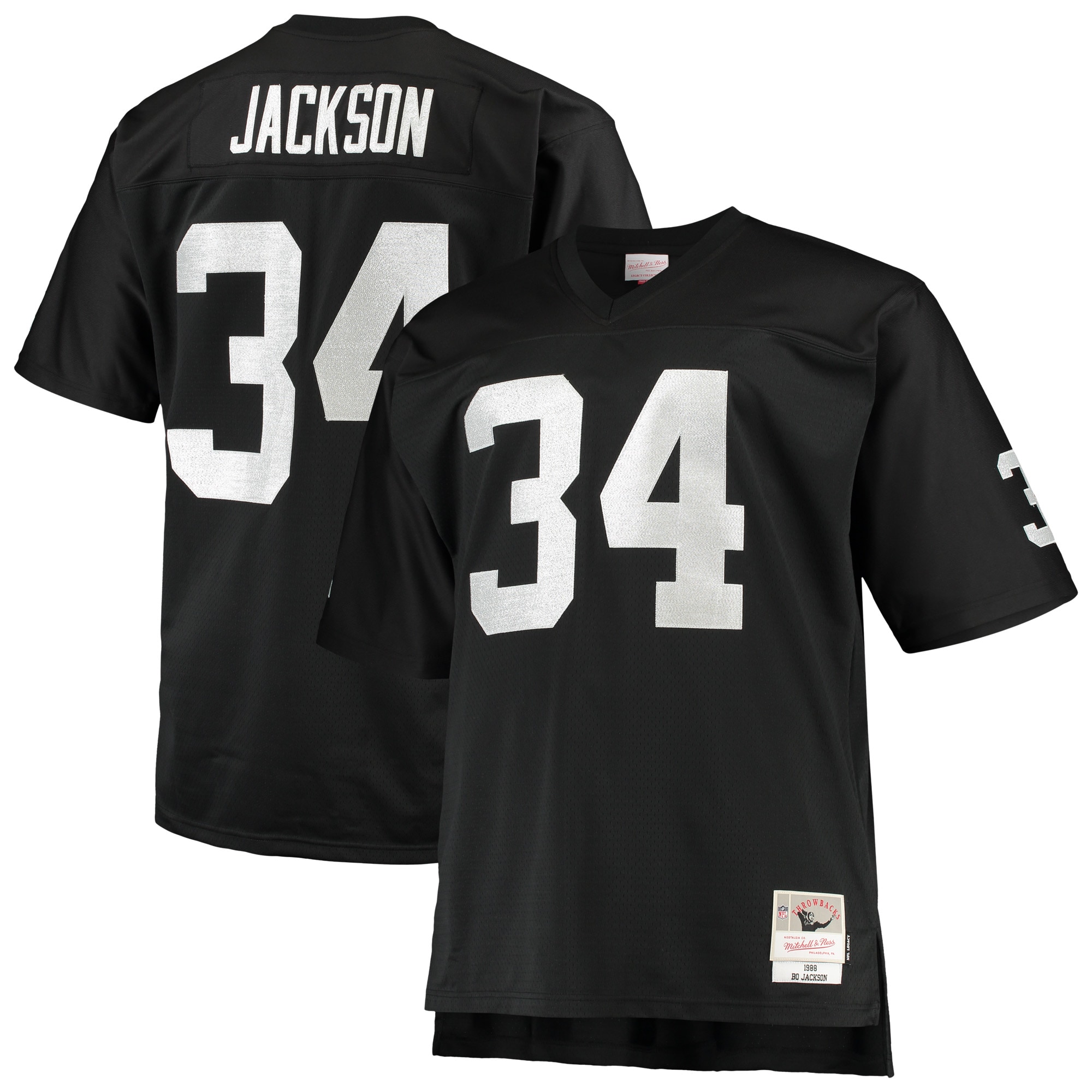 Bo Jackson Las Vegas Raiders Mitchell & Ness Big & Tall 1988 Retired Player Replica Jersey - Black - vstockx
