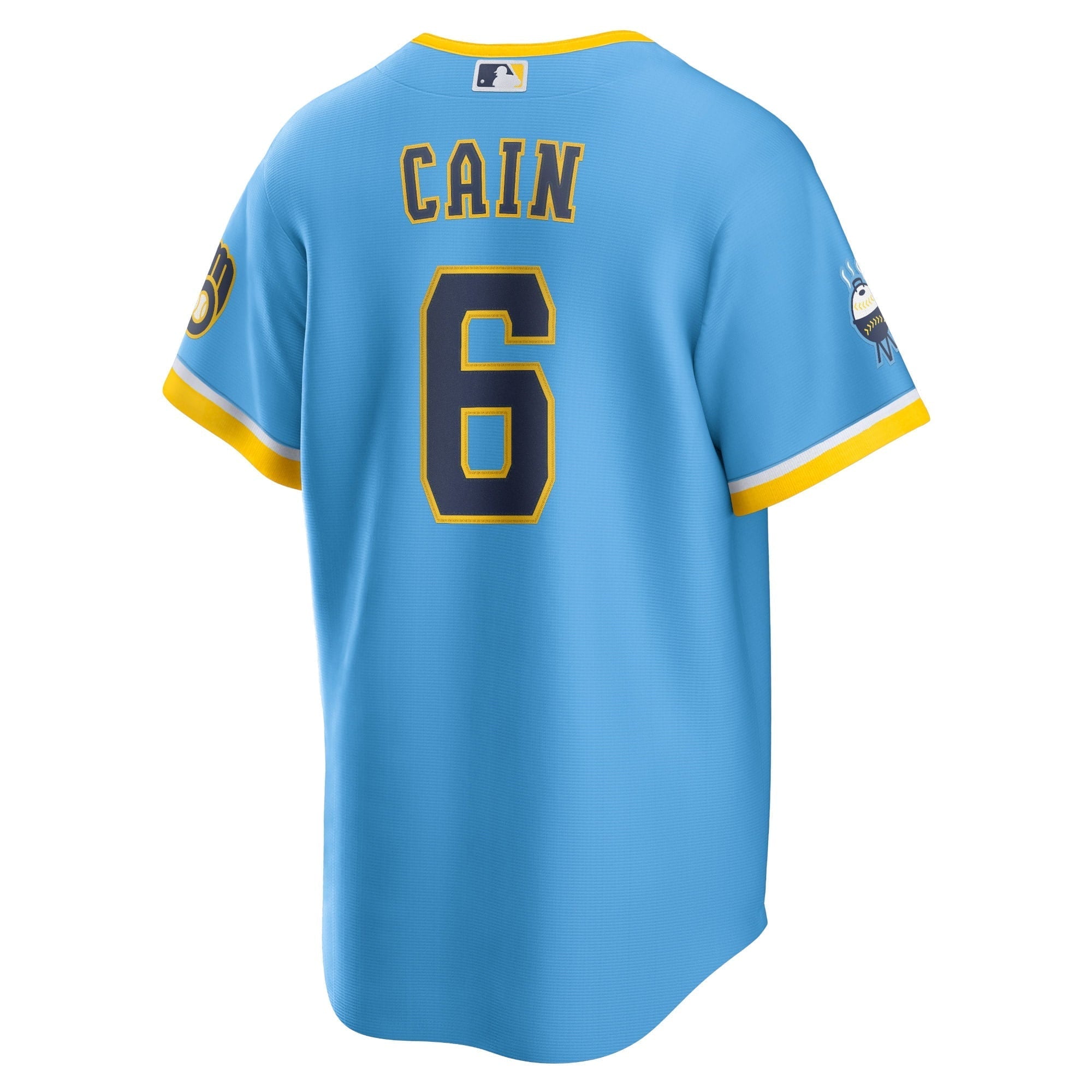 Men's Nike Lorenzo Cain Powder Blue Milwaukee Brewers 2022 City Connect Replica Player Jersey - vstockx