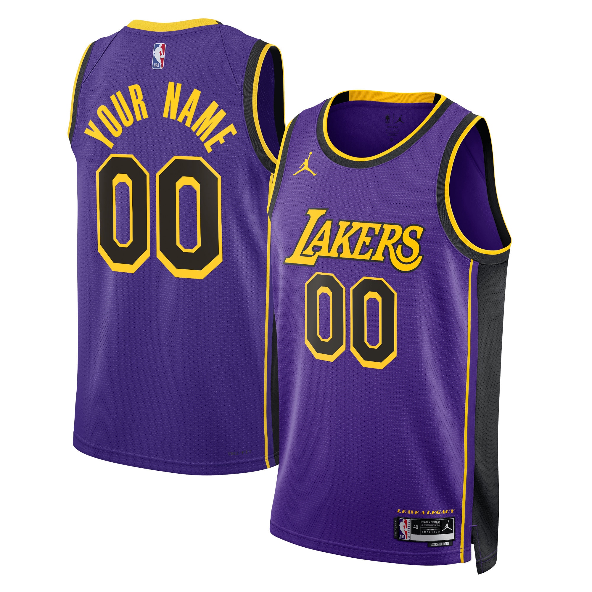 Los Angeles Lakers Jordans Brand Unisex 2022/23 Swingman Custom Jersey - Statement Edition - Purple - vstockx