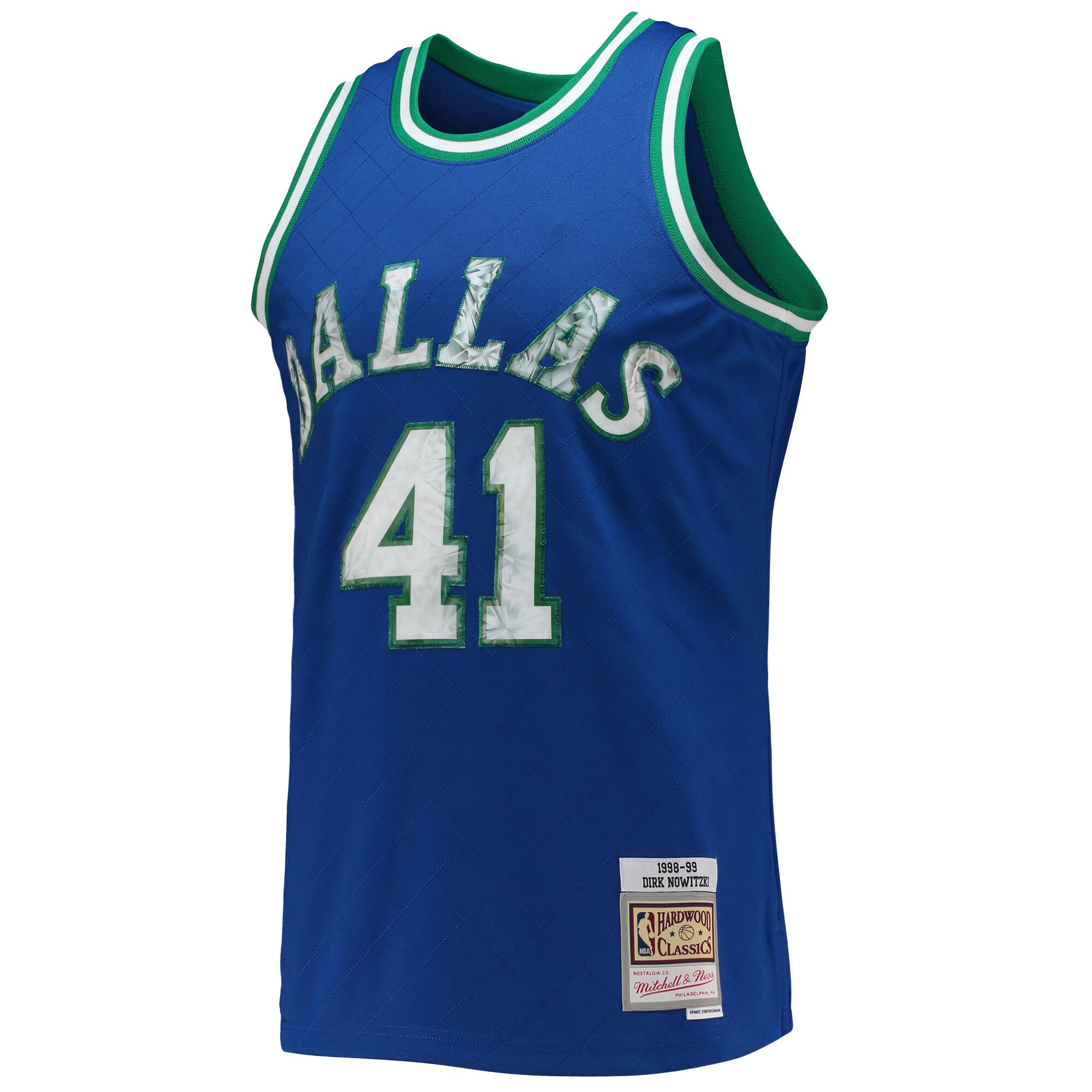 Dirk Nowitzki Dallas Mavericks Mitchell & Ness 1996-97 Hardwood Classics NBA 75th Anniversary Diamond Swingman Jersey - Blue - vstockx