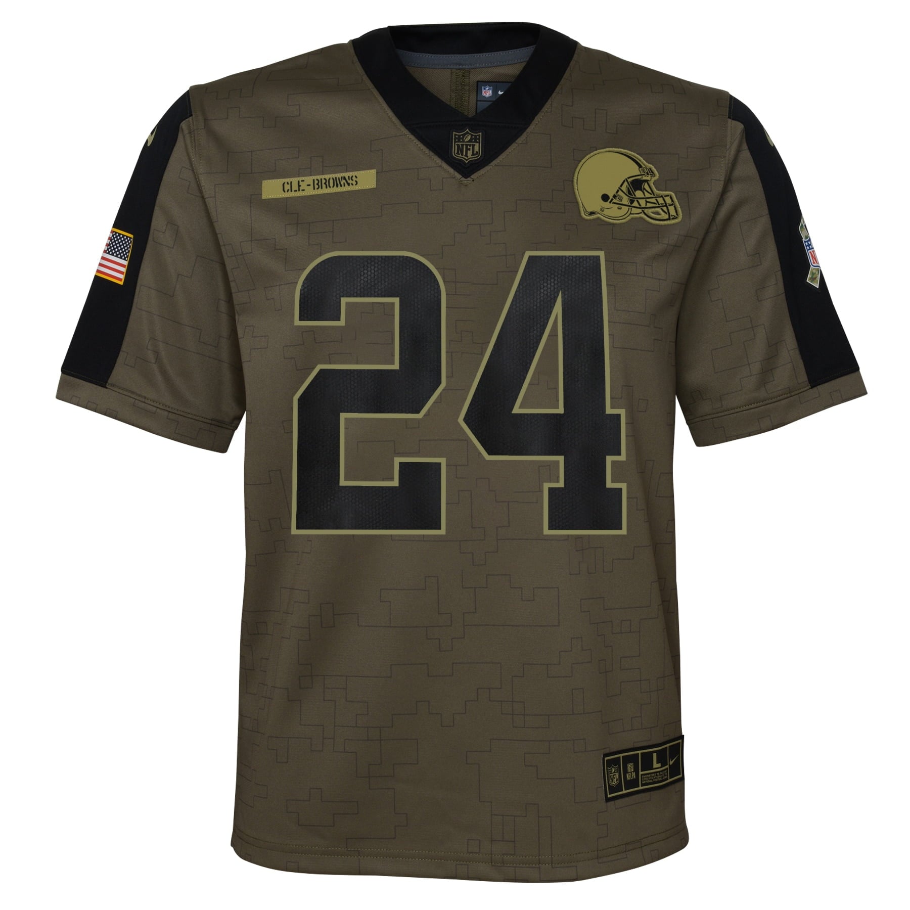 Youth Nike Nick Chubb Olive Cleveland Browns 2021 Salute To Service Game Jersey - vstockx