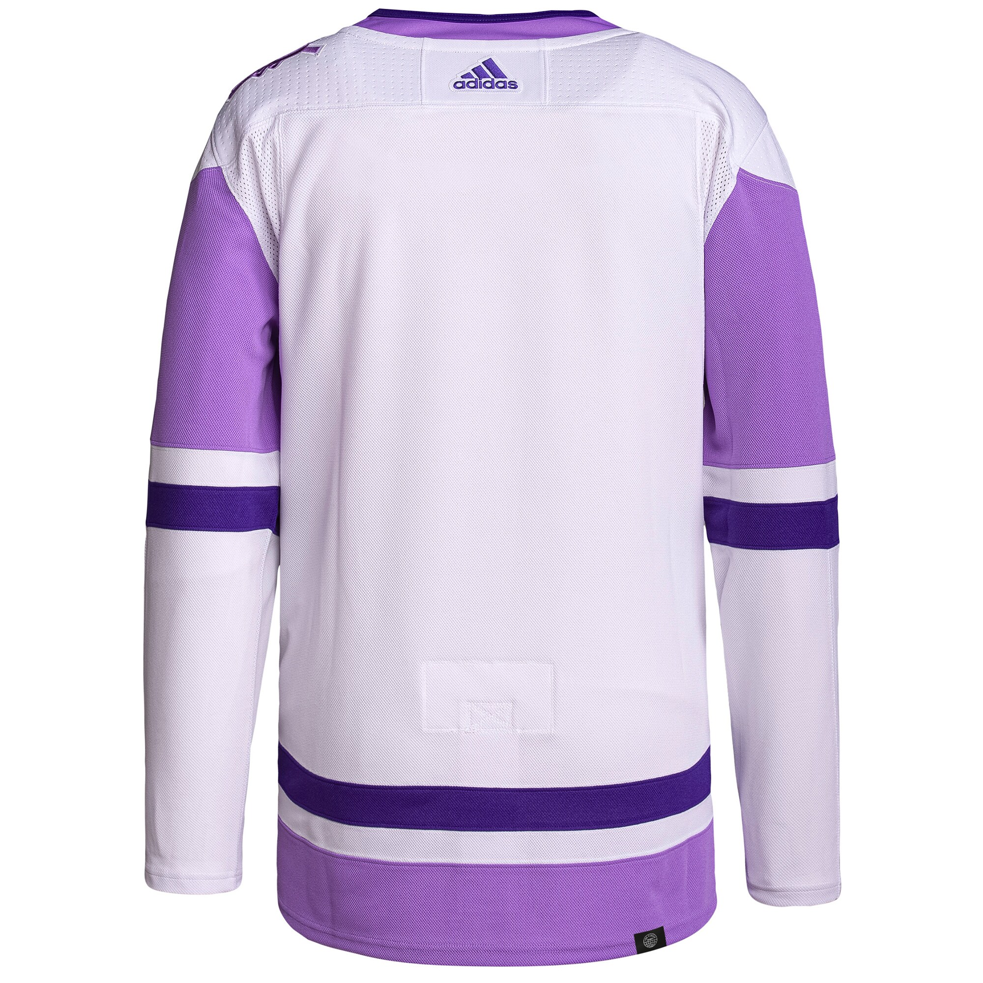 San Jose Sharks adidas Hockey Fights Cancer Primegreen Authentic Blank Practice Jersey - White/Purple - vstockx