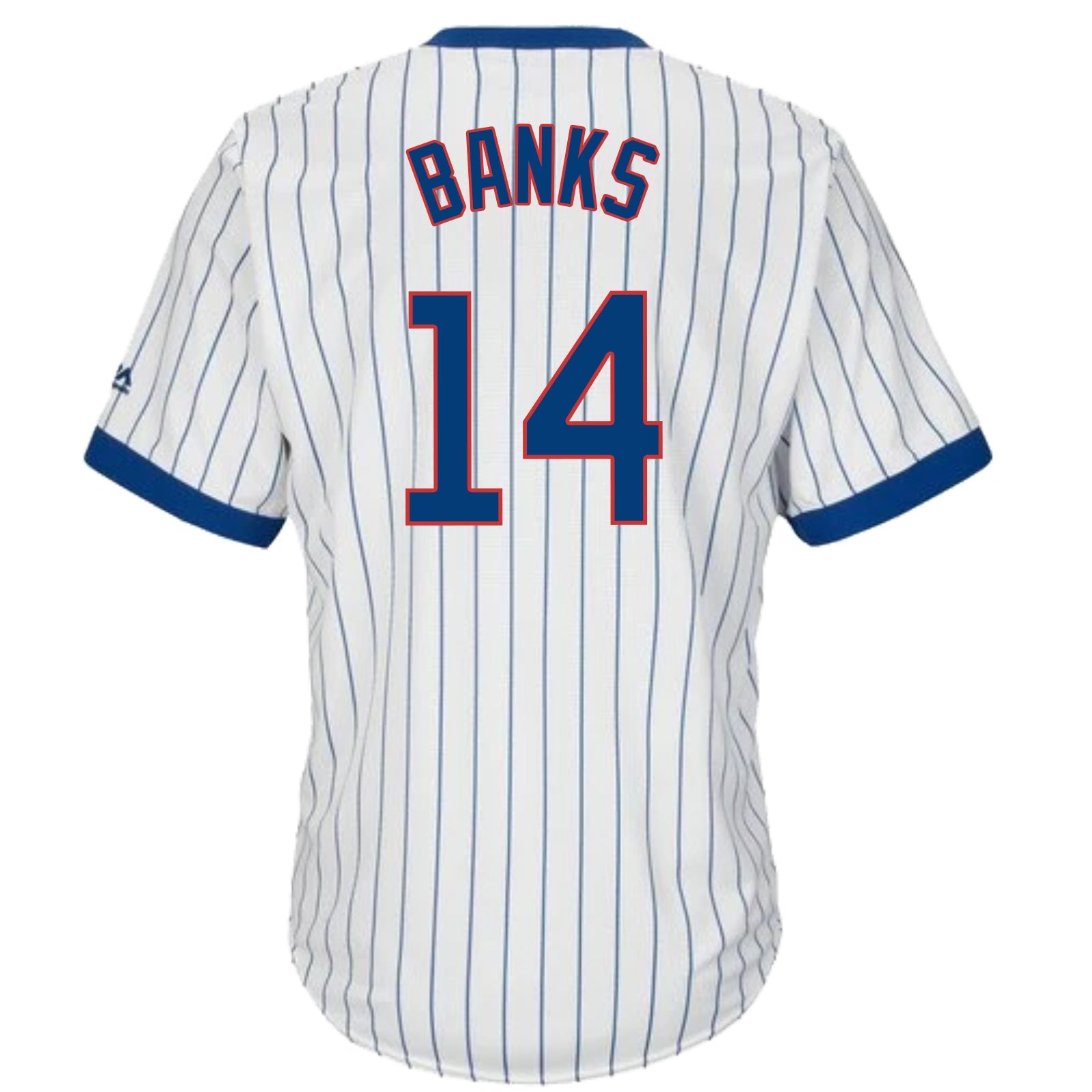 Ernie Banks Chicago Cubs Cooperstown White Pinstripe V-Neck Home Men's Jersey - vstockx