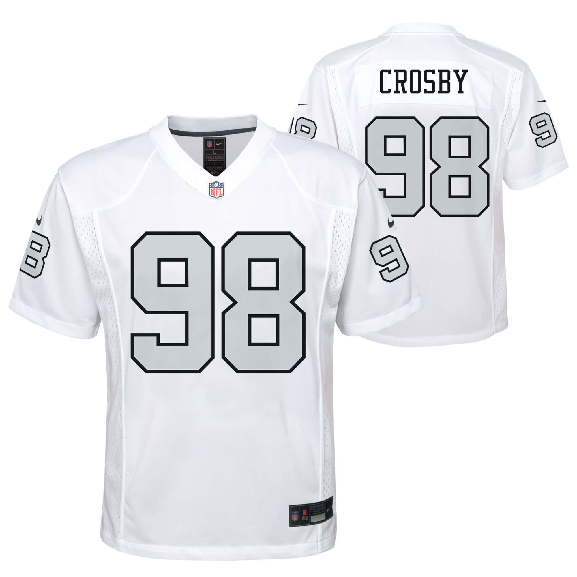 Maxx Crosby Las Vegas Raiders Nike Youth Game Jersey - White - vstockx