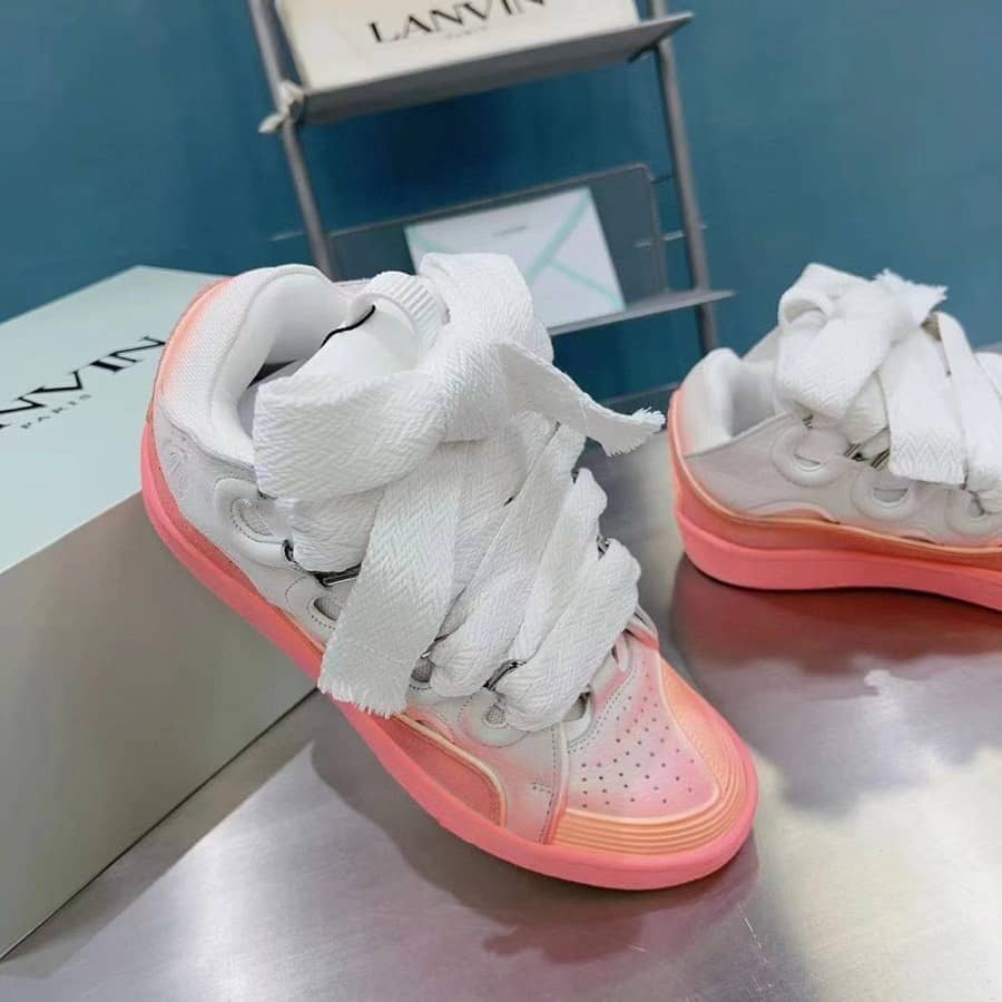 Lanvin Leather Curb sneakers Pink White - vstockx