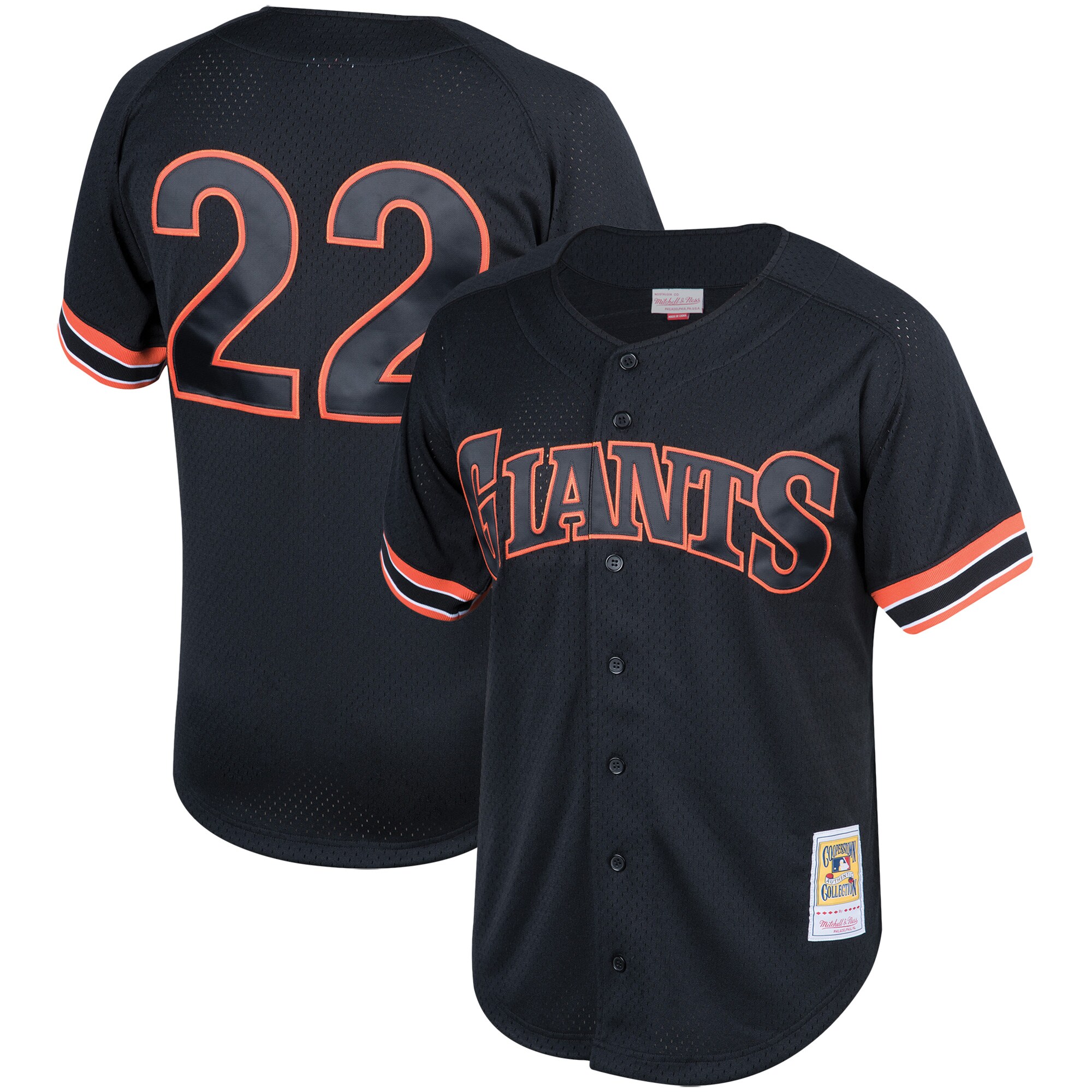 Will Clark San Francisco Giants Mitchell & Ness Cooperstown Collection Mesh Batting Practice Button-Up Jersey - Black - vstockx