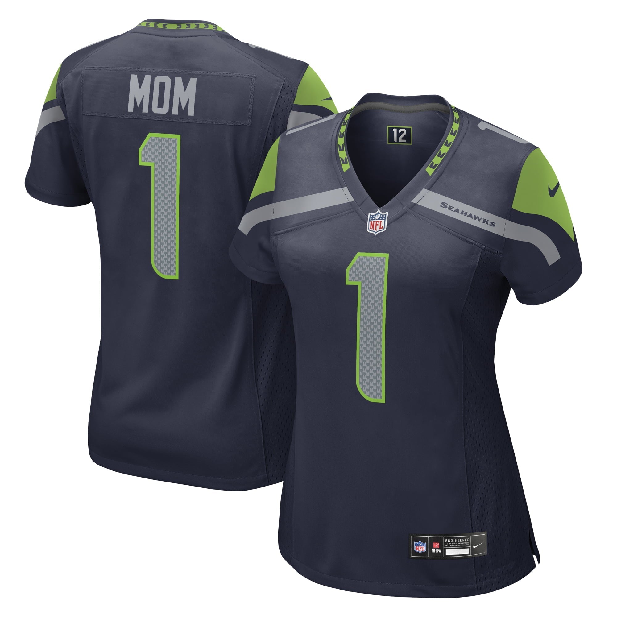 Women's Nike Number 1 Mom College Navy Seattle Seahawks Game Jersey - vstockx