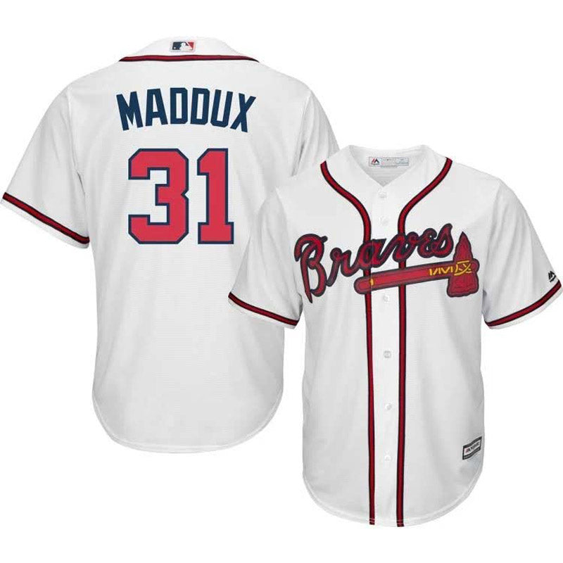 Men's Atlanta Braves Greg Maddux Replica Home Jersey - White - vstockx