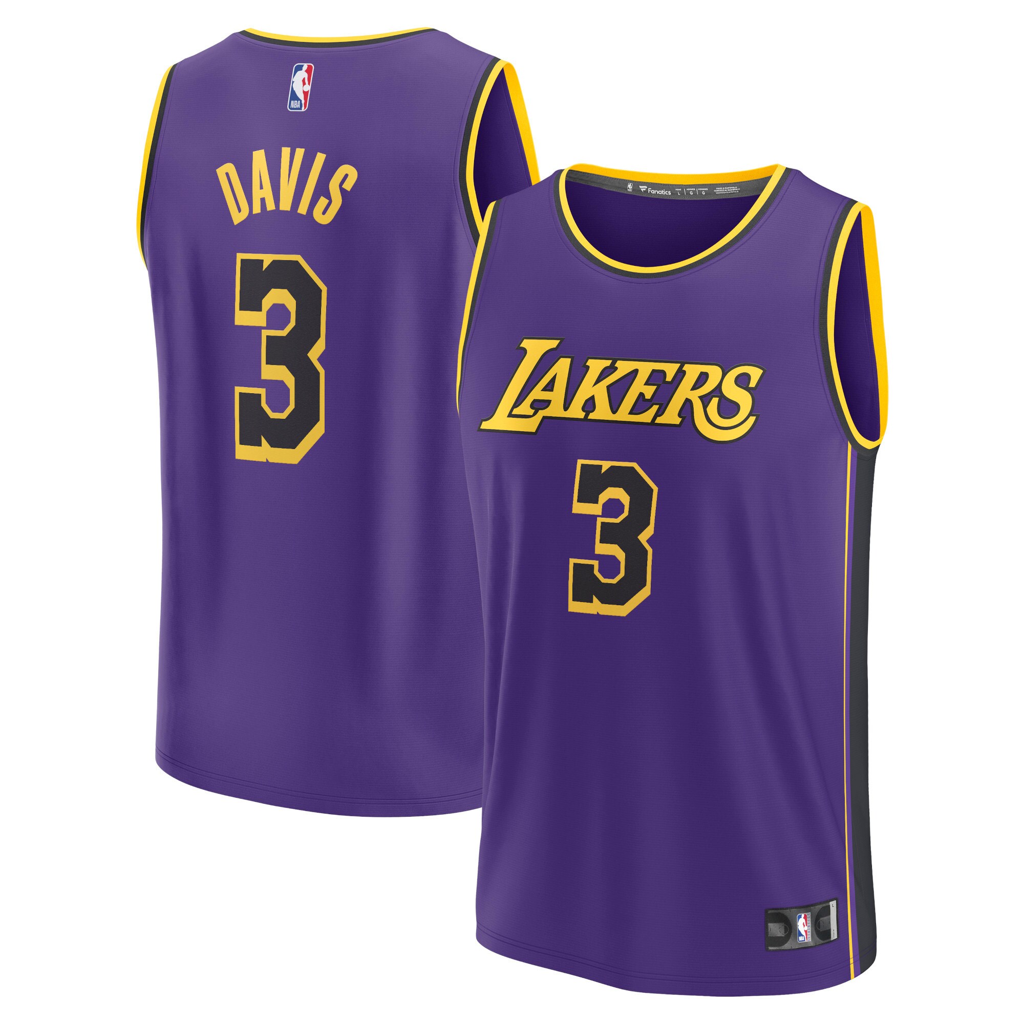 Anthony Davis Los Angeles Lakers Fanatics Branded Fast Break Replica Player Jersey - Statement Edition - Purple - vstockx