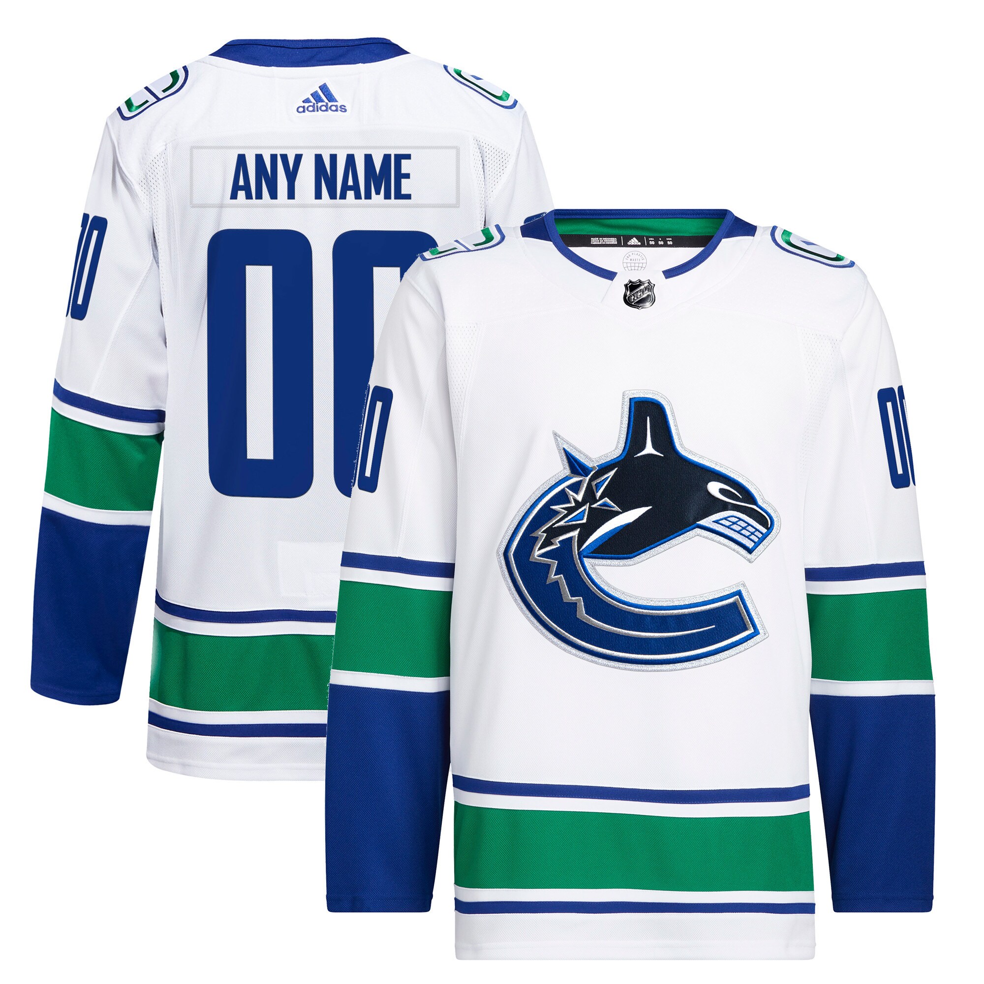 Vancouver Canucks adidas Away Primegreen Authentic Pro Custom Jersey - White - vstockx