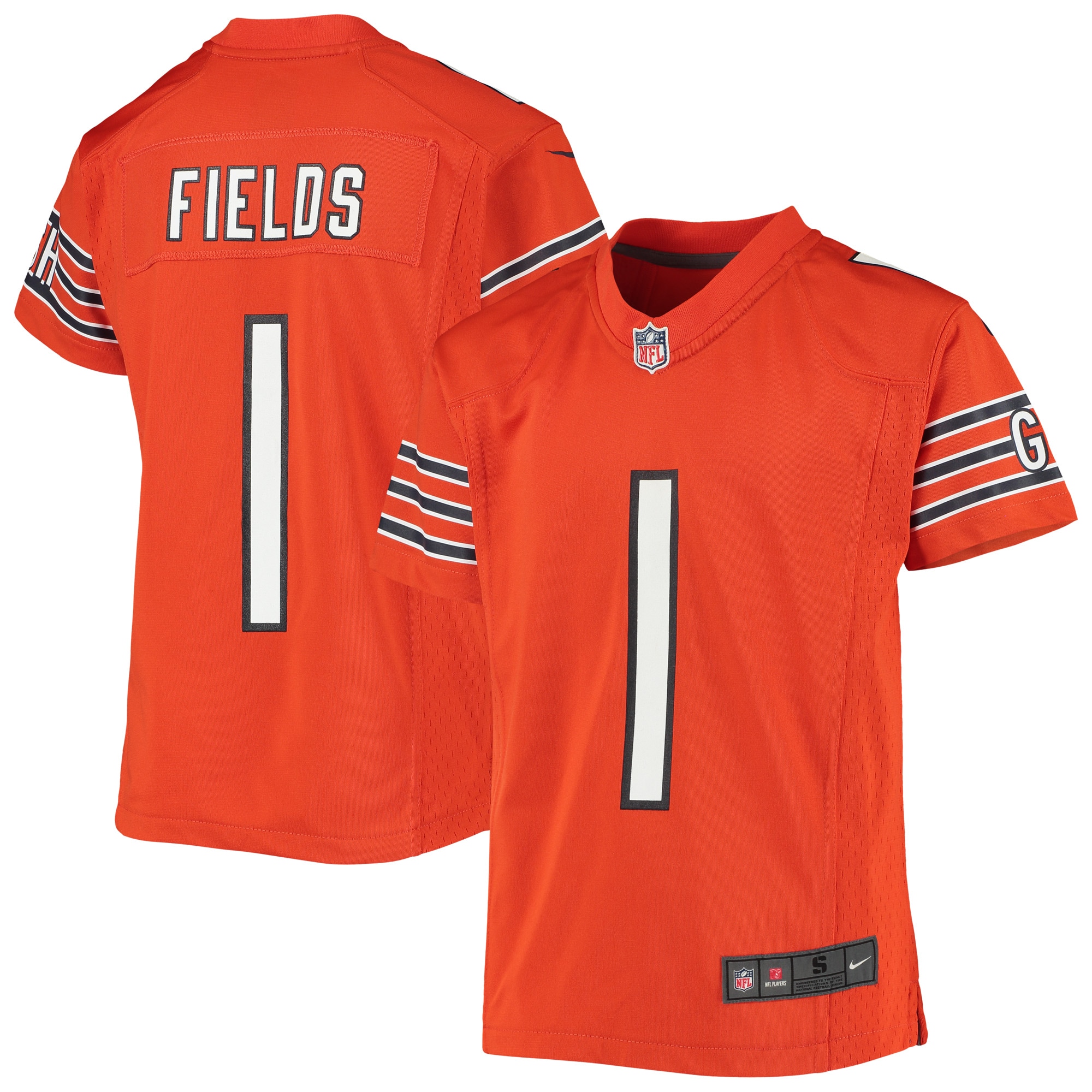 Justin Fields Chicago Bears Nike Youth Game Jersey - Orange - vstockx