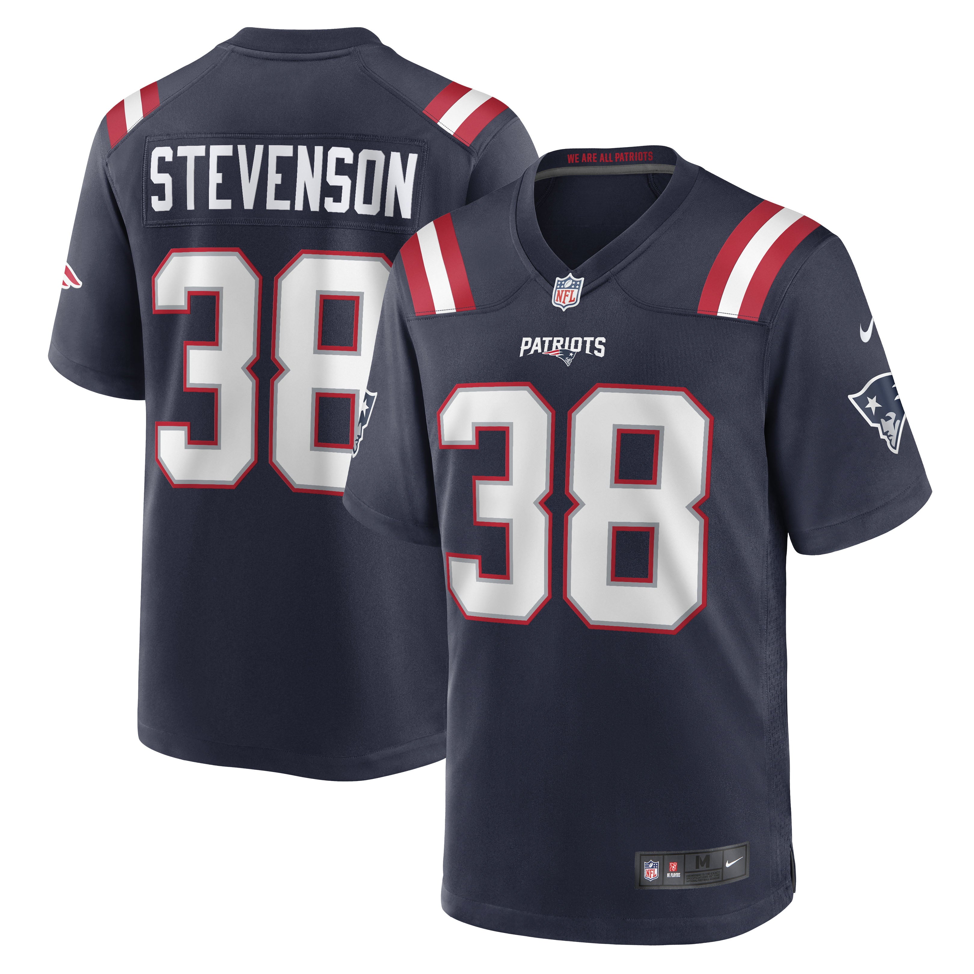 Men's Nike Rhamondre Stevenson Navy New England Patriots Game Jersey - vstockx