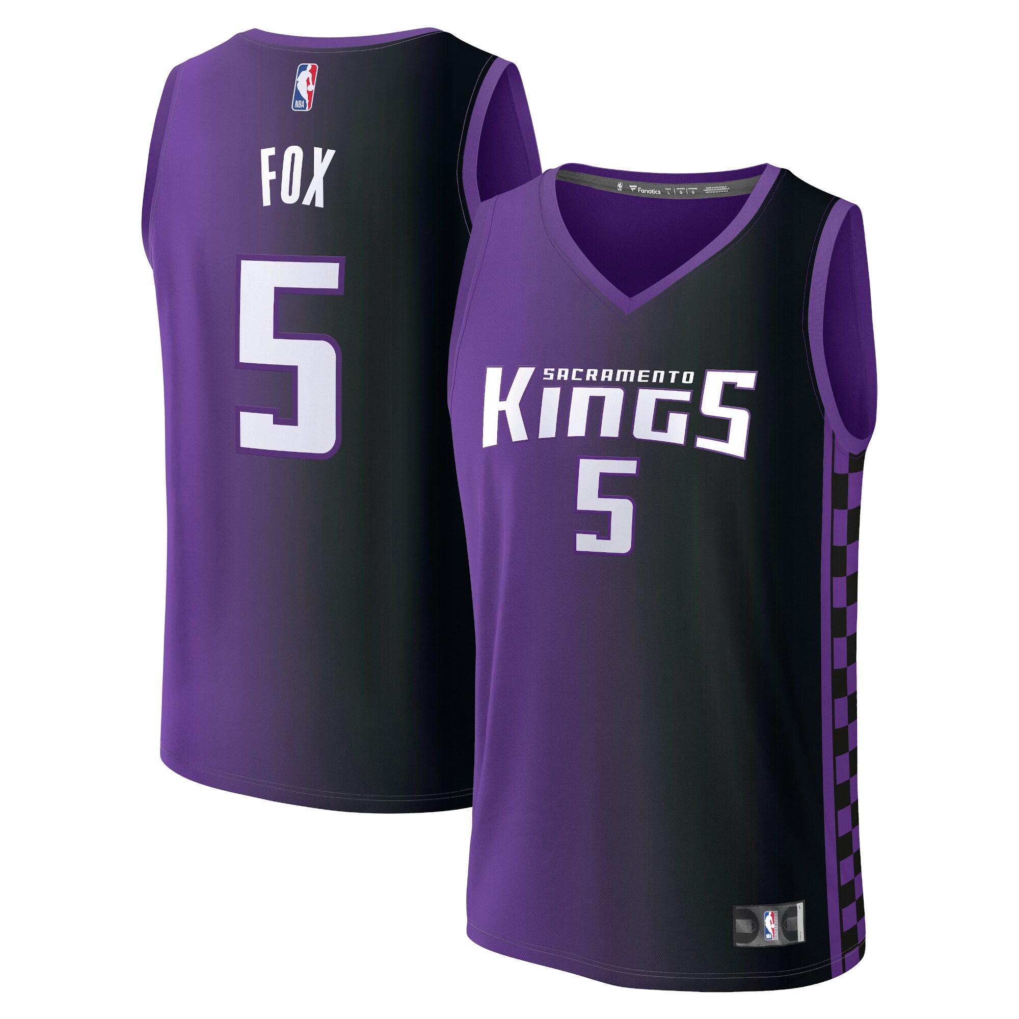 De'Aaron Fox Sacramento Kings Fanatics Branded Youth Fast Break Player Jersey - Statement Edition - Purple - vstockx