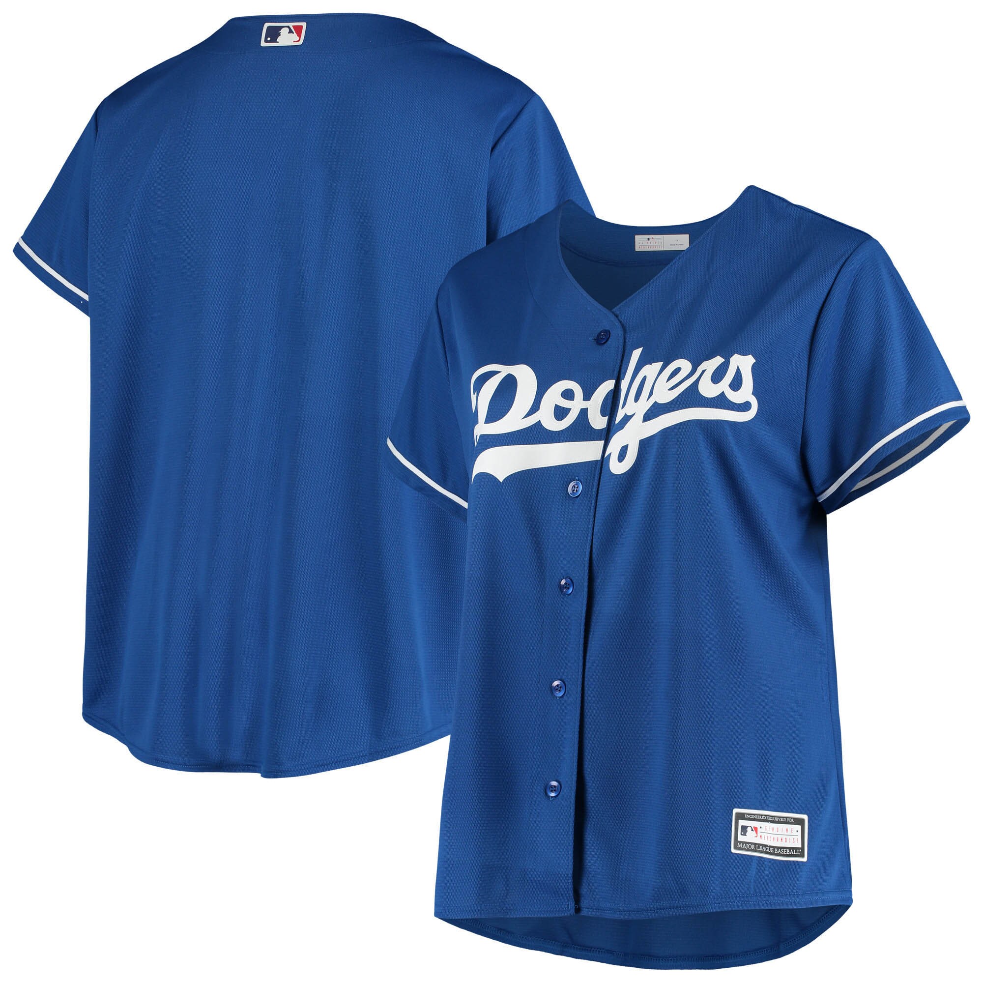 Los Angeles Dodgers Women's Plus Size Sanitized Replica Team Jersey - Royal - vstockx