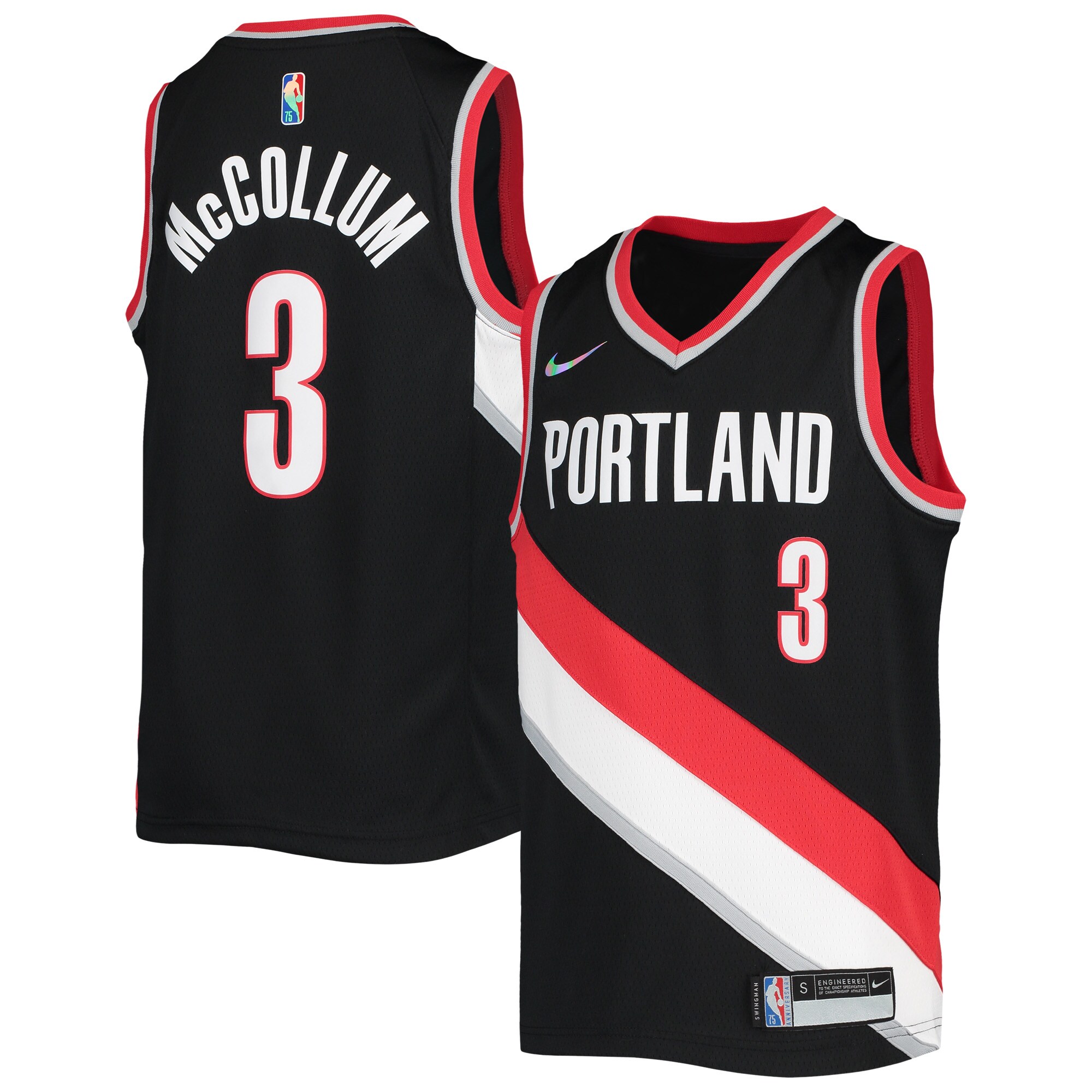 C.J. McCollum Portland Trail Blazers Nike Youth 2021/22 Diamond Swingman Jersey - Icon Edition - Black - vstockx