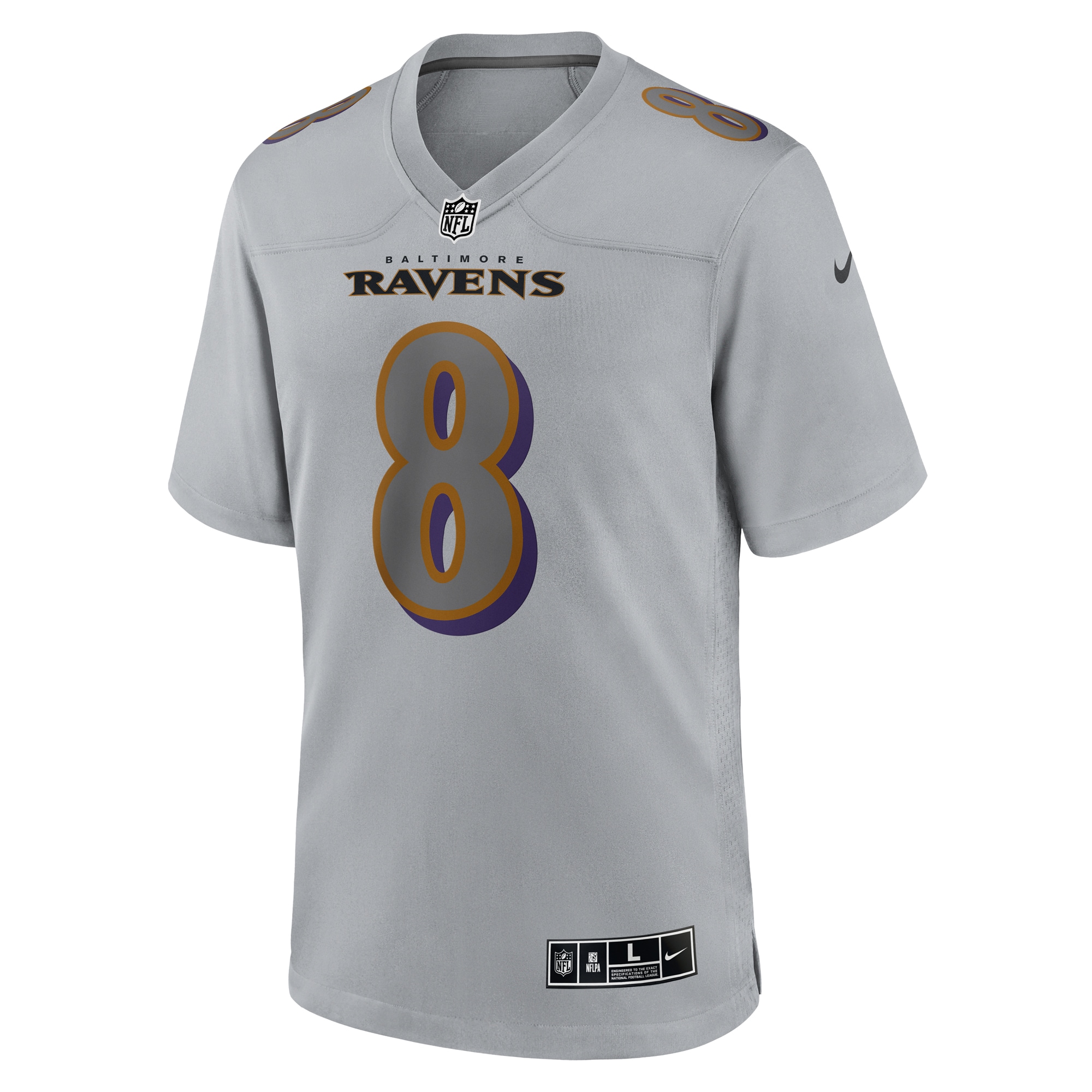 Lamar Jackson Baltimore Ravens Nike Atmosphere Fashion Game Jersey - Gray - vstockx