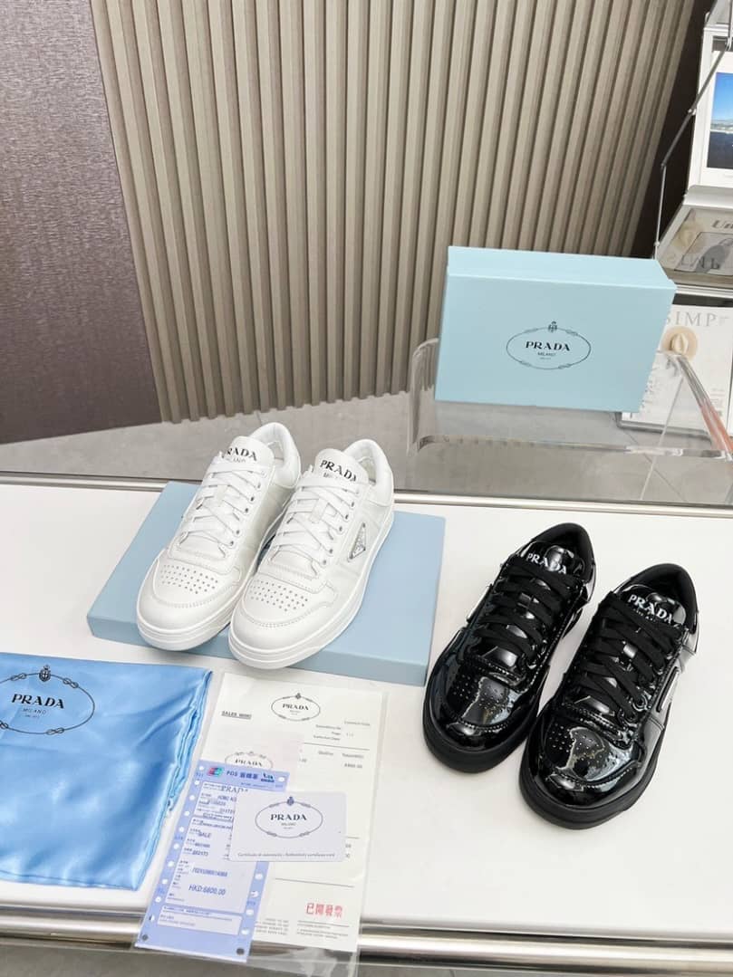 Prada Downtown Low Top Sneakers Leather - vstockx