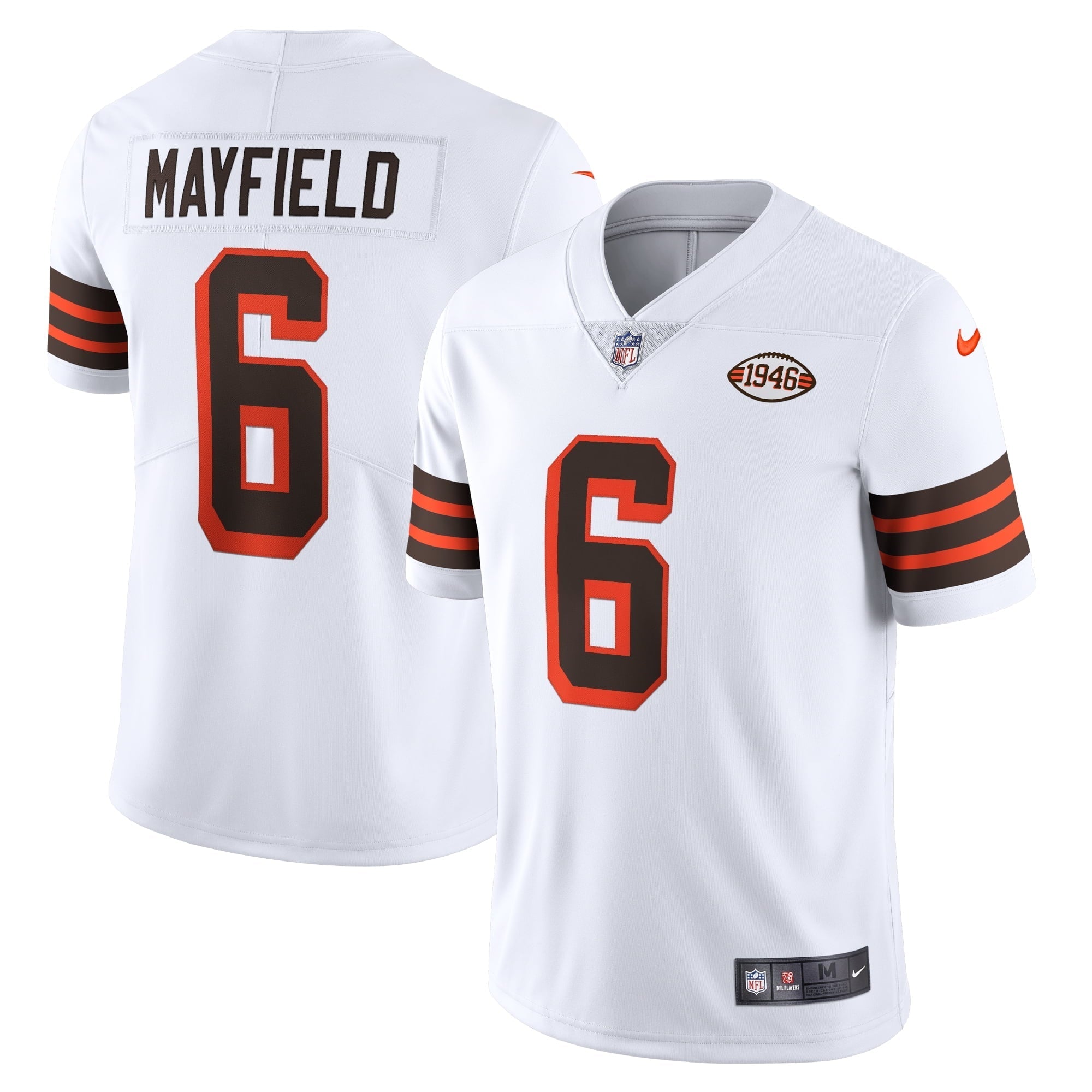 Men's Nike Baker Mayfield White Cleveland Browns 1946 Collection Alternate Vapor Limited Jersey - vstockx