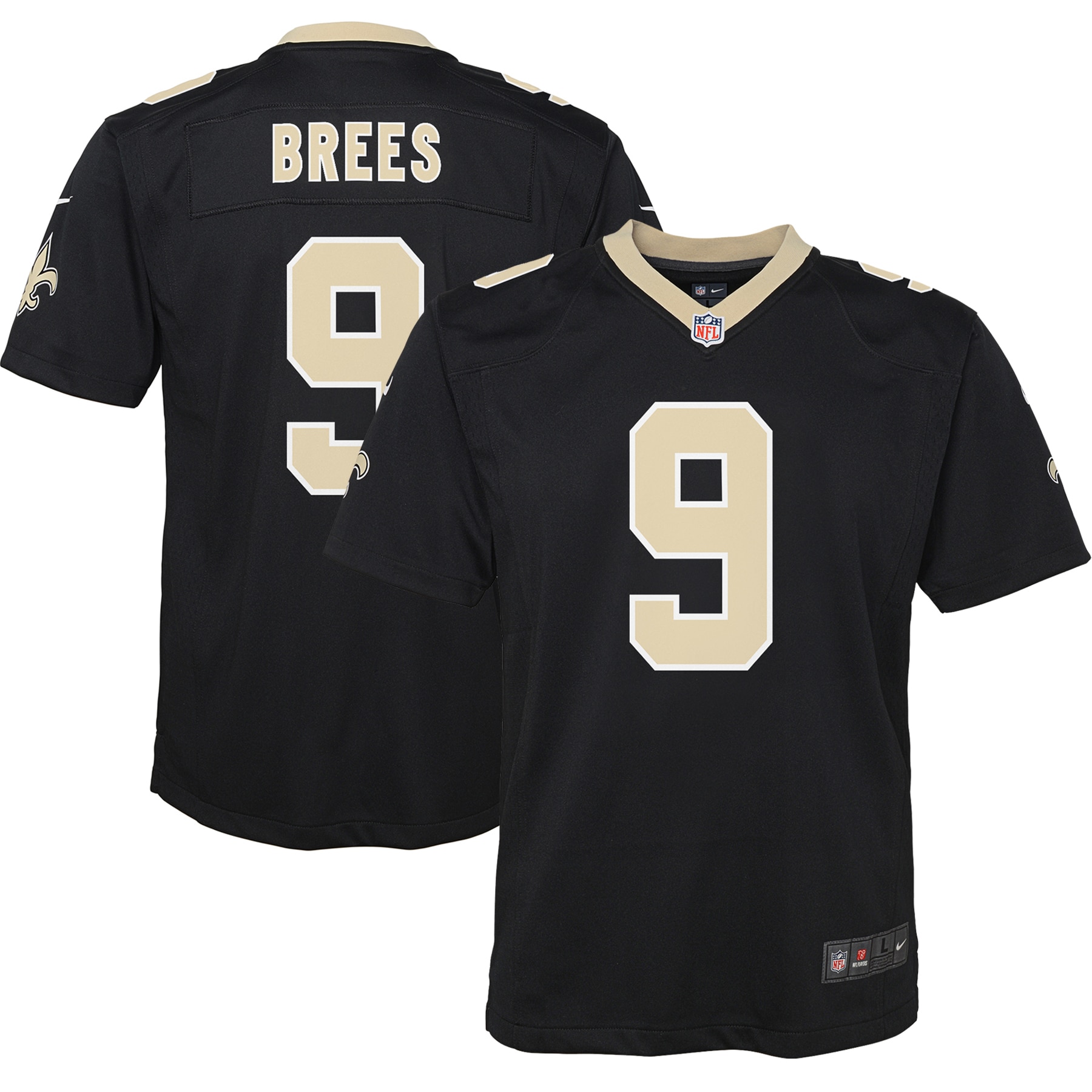 Drew Brees New Orleans Saints Nike Youth Team Color Game Jersey - Black - vstockx
