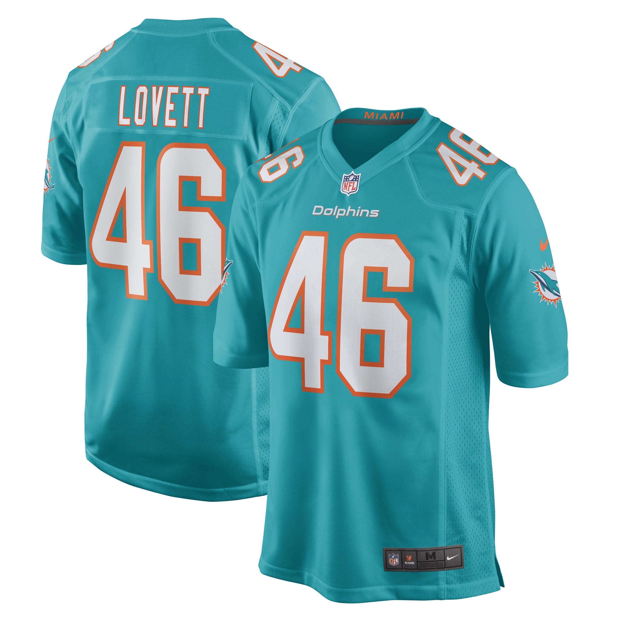 John Lovett Miami Dolphins Nike Game Player Jersey - Aqua - vstockx