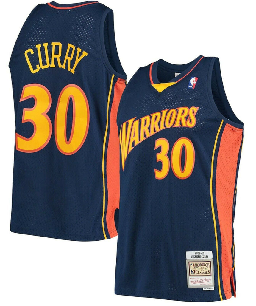 Men's Mitchell & Ness Stephen Curry Golden State Warriors Navy 2009-2010 Hardwood Classics Swingman Jersey - vstockx