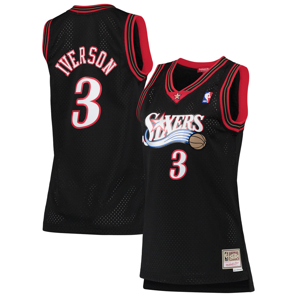Women's Philadelphia 76ers Allen Iverson 2000-01 Hardwood Classics Jersey - Black - vstockx