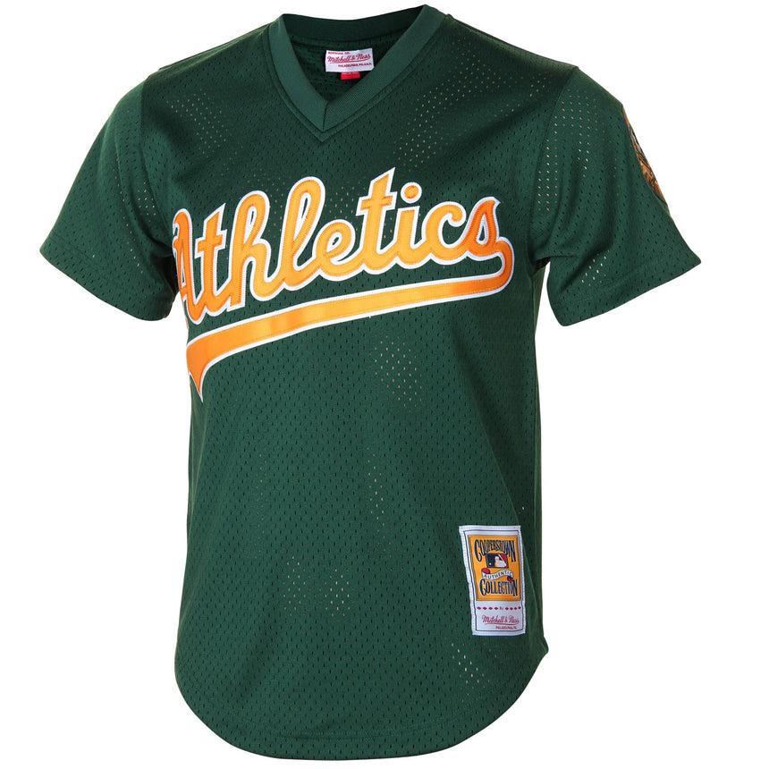 Men's Oakland Athletics Rickey Henderson 1998 Mitchell & Ness Green Cooperstown 1987 Mesh Batting Practice Jersey - vstockx