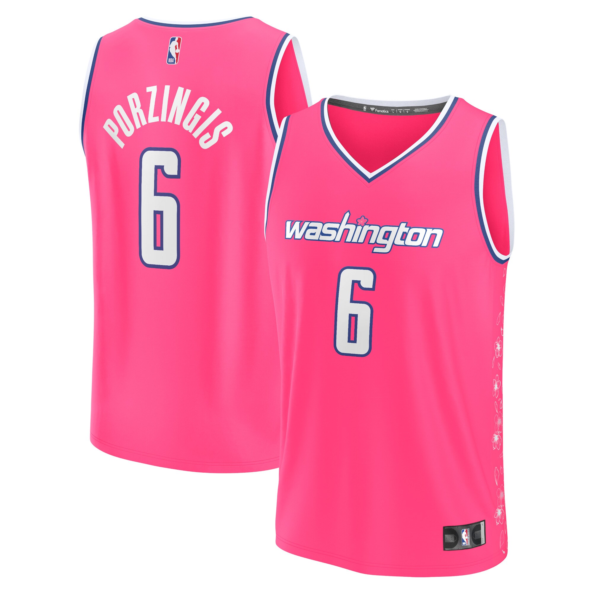 Kristaps Porzingis Washington Wizards Fanatics Branded 2022/23 Fastbreak Jersey - City Edition - Pink - vstockx