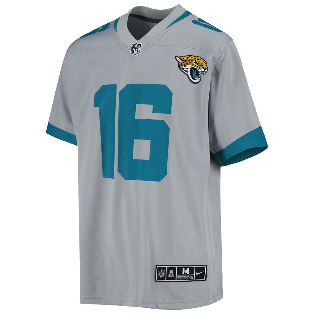 Youth Jacksonville Jaguars Trevor Lawrence Inverted Team Game Jersey Silver - vstockx