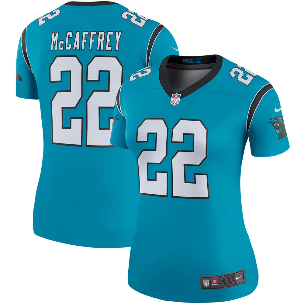 Women's Carolina Panthers Christian McCaffrey Color Rush Legend Player Jersey Blue - vstockx
