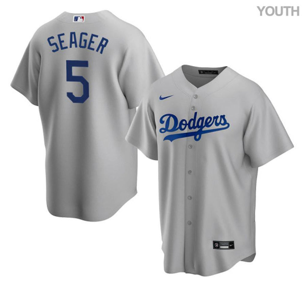 Youth Los Angeles Dodgers Corey Seager Cool Base Replica Jersey Grey - vstockx