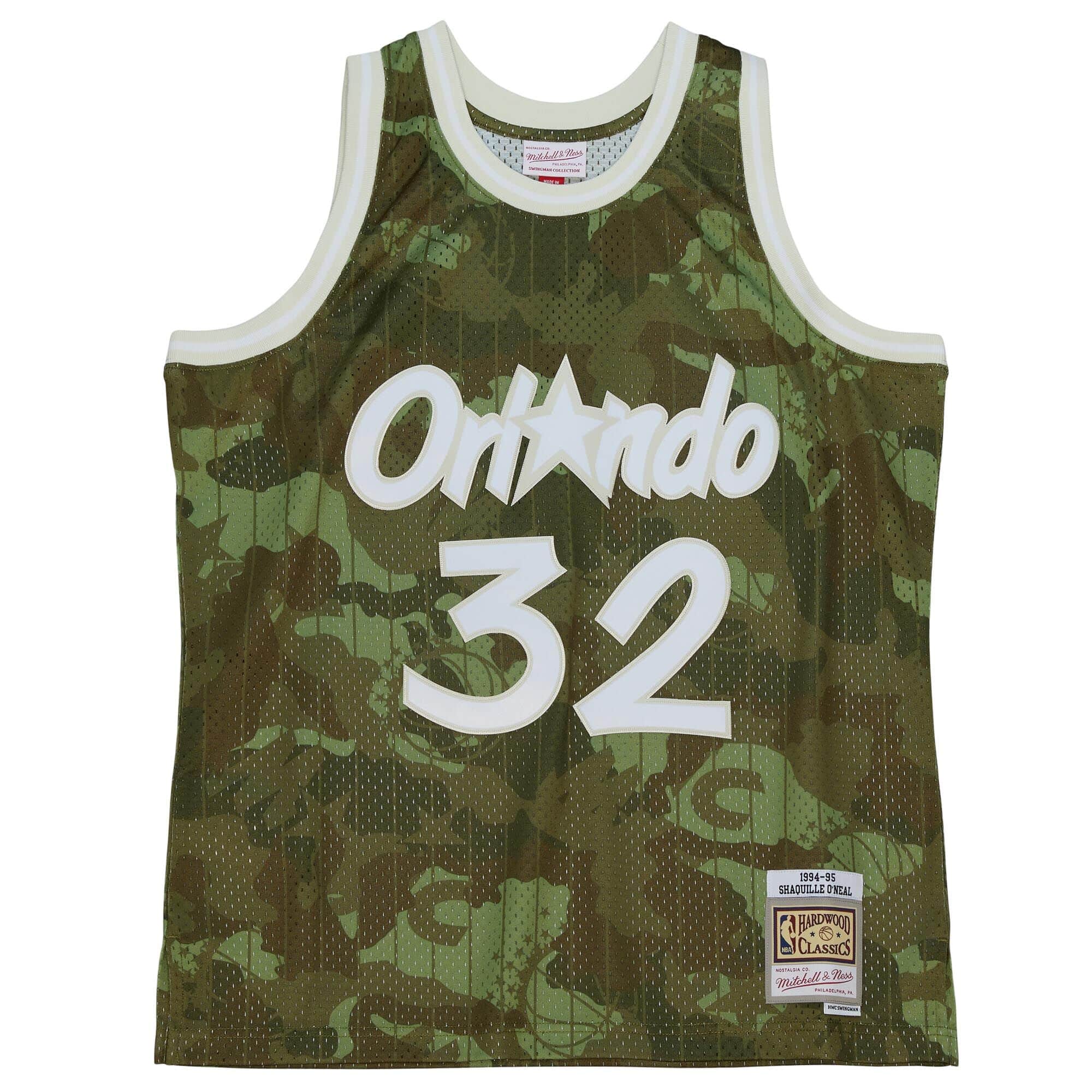 Ghost Green Camo Swingman Shaquille O'Neal Orlando Magic 1984-85 Jersey - vstockx