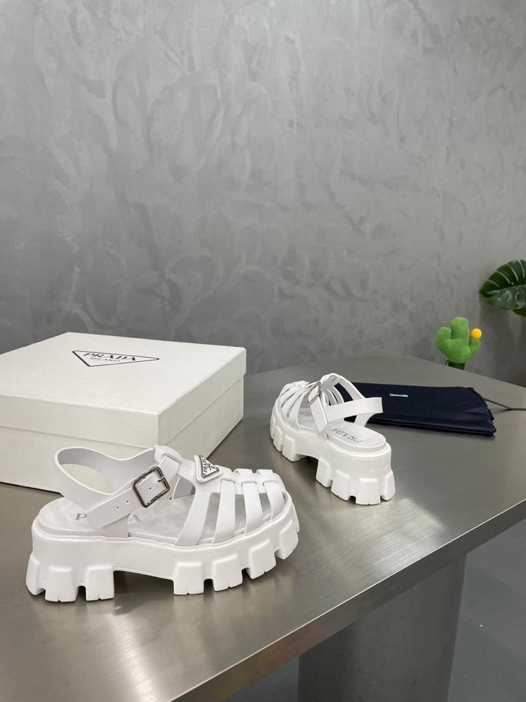 Prada Monolith Foam Rubber 55mm Sandals White - vstockx