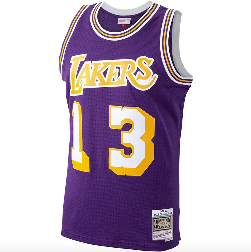 Men's Los Angeles Lakers Wilt Chamberlain Mitchell & Ness Purple 1971-72 Hardwood Classics Swingman Player Jersey - vstockx