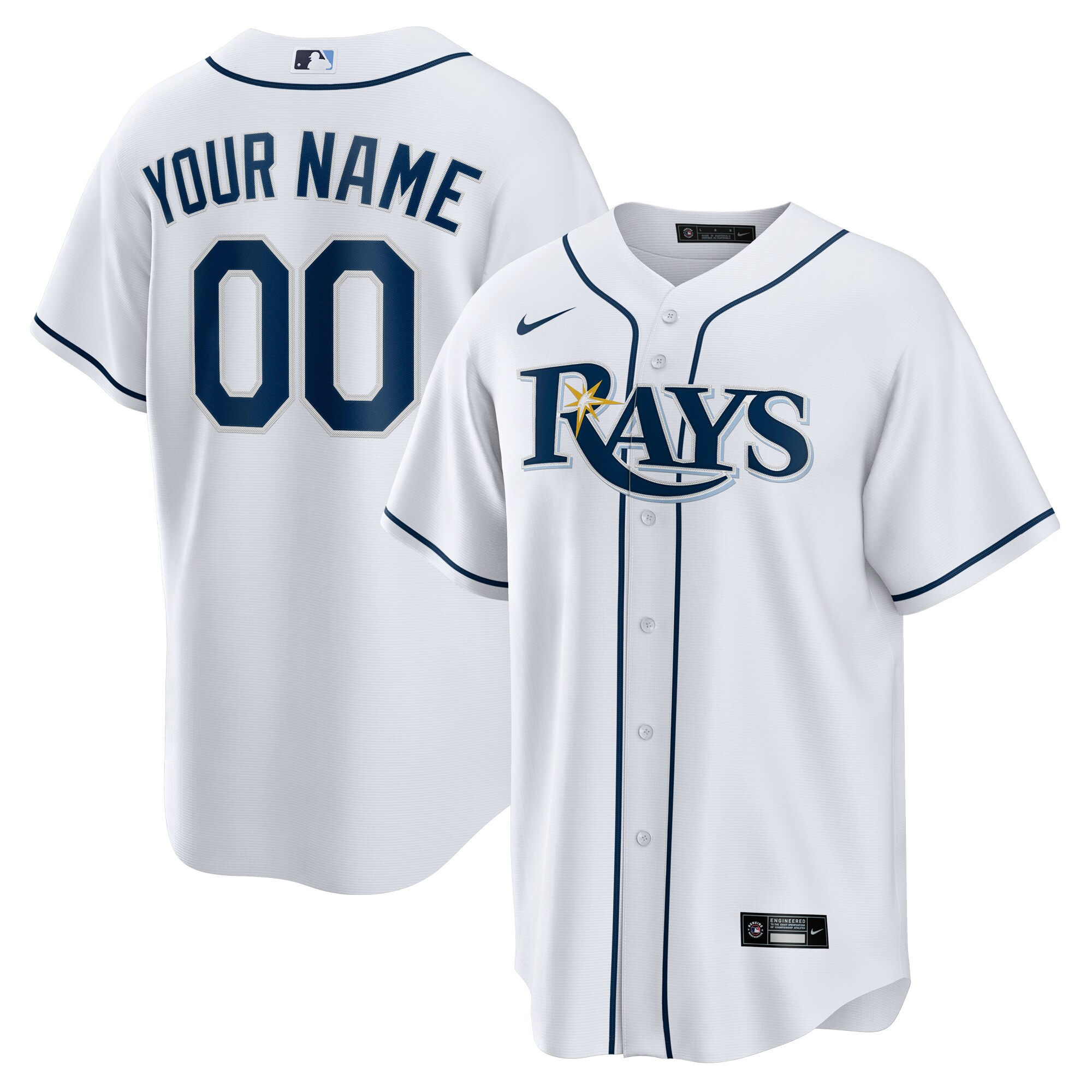 Tampa Bay Rays Nike Home Replica Custom Jersey - White - vstockx