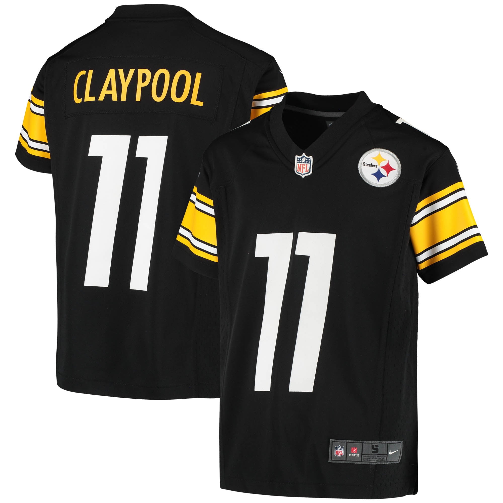 Youth Nike Chase Claypool Black Pittsburgh Steelers Game Jersey - vstockx
